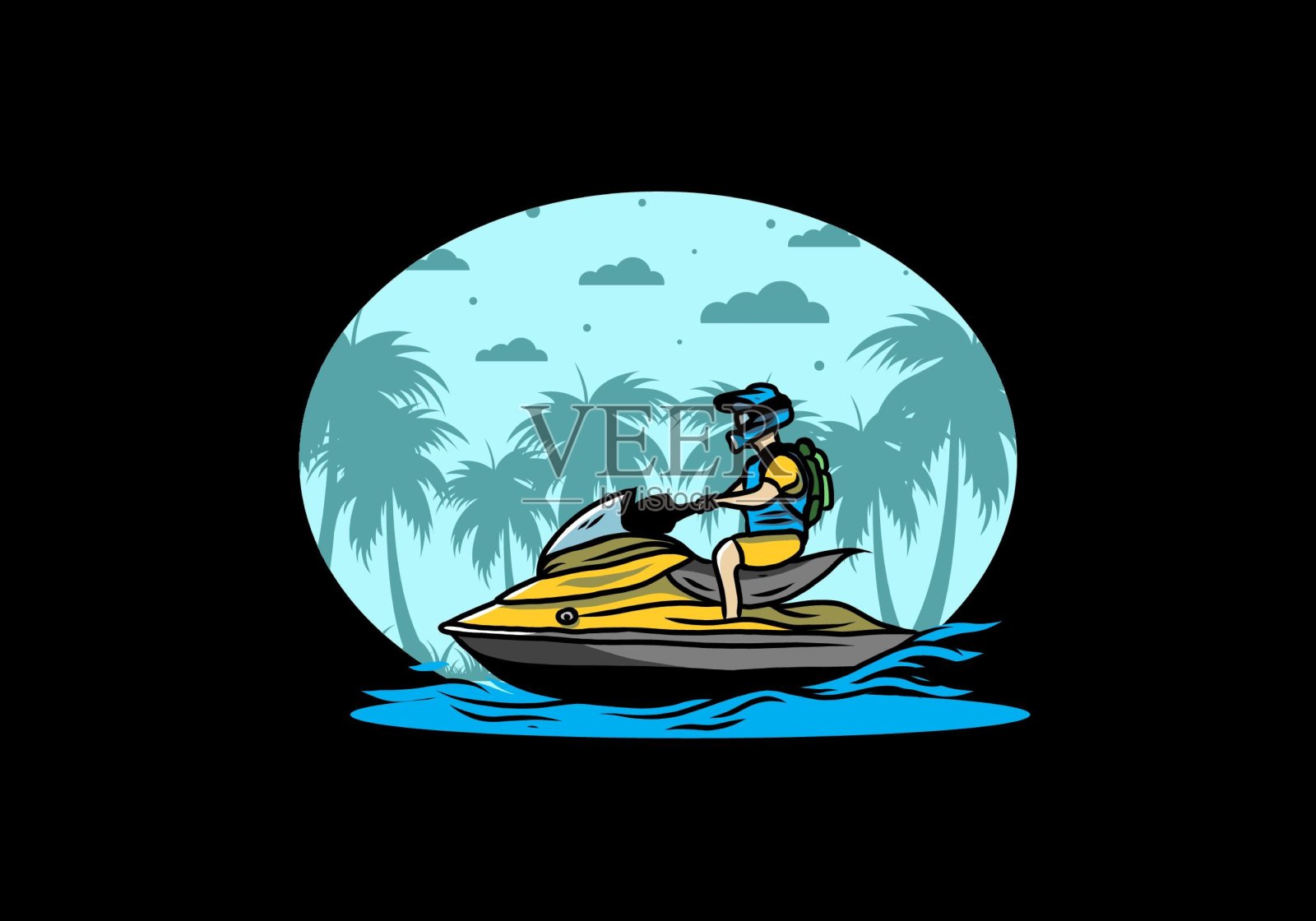 沙滩上的喷气天空运动插图插画图片素材