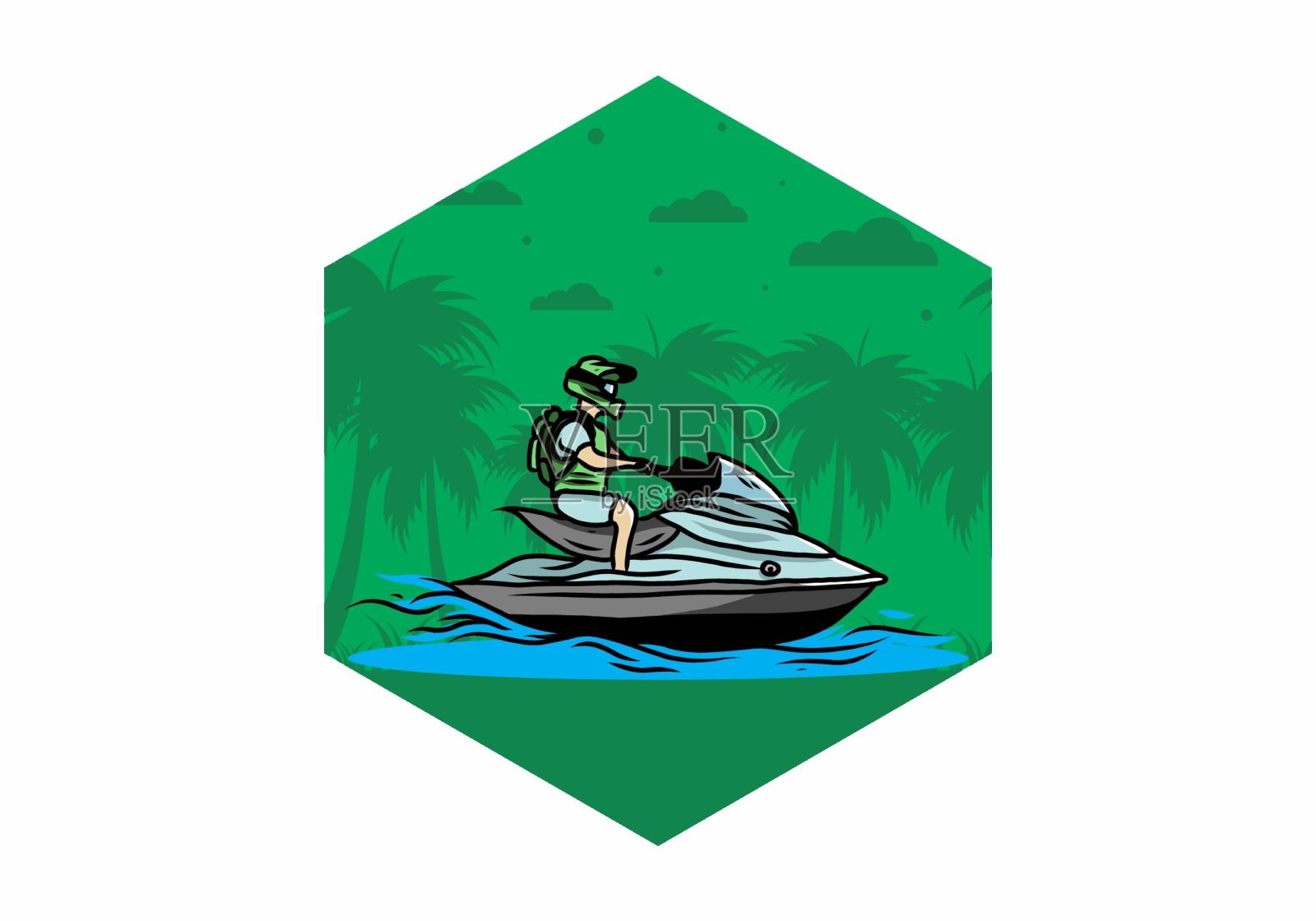 沙滩上的喷气天空运动插图插画图片素材