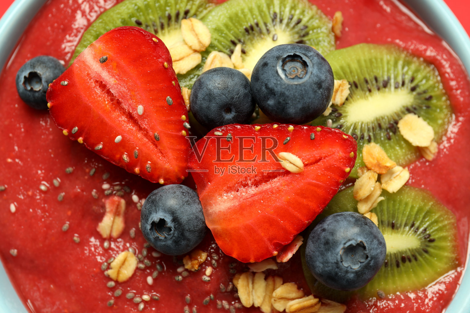 美味食物的概念与冰沙不同的成分，近距离照片摄影图片