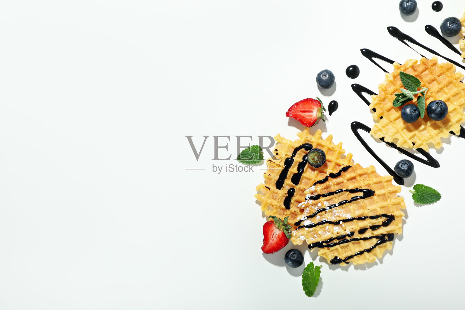 概念美味的食物与华夫饼，文字的空间照片摄影图片