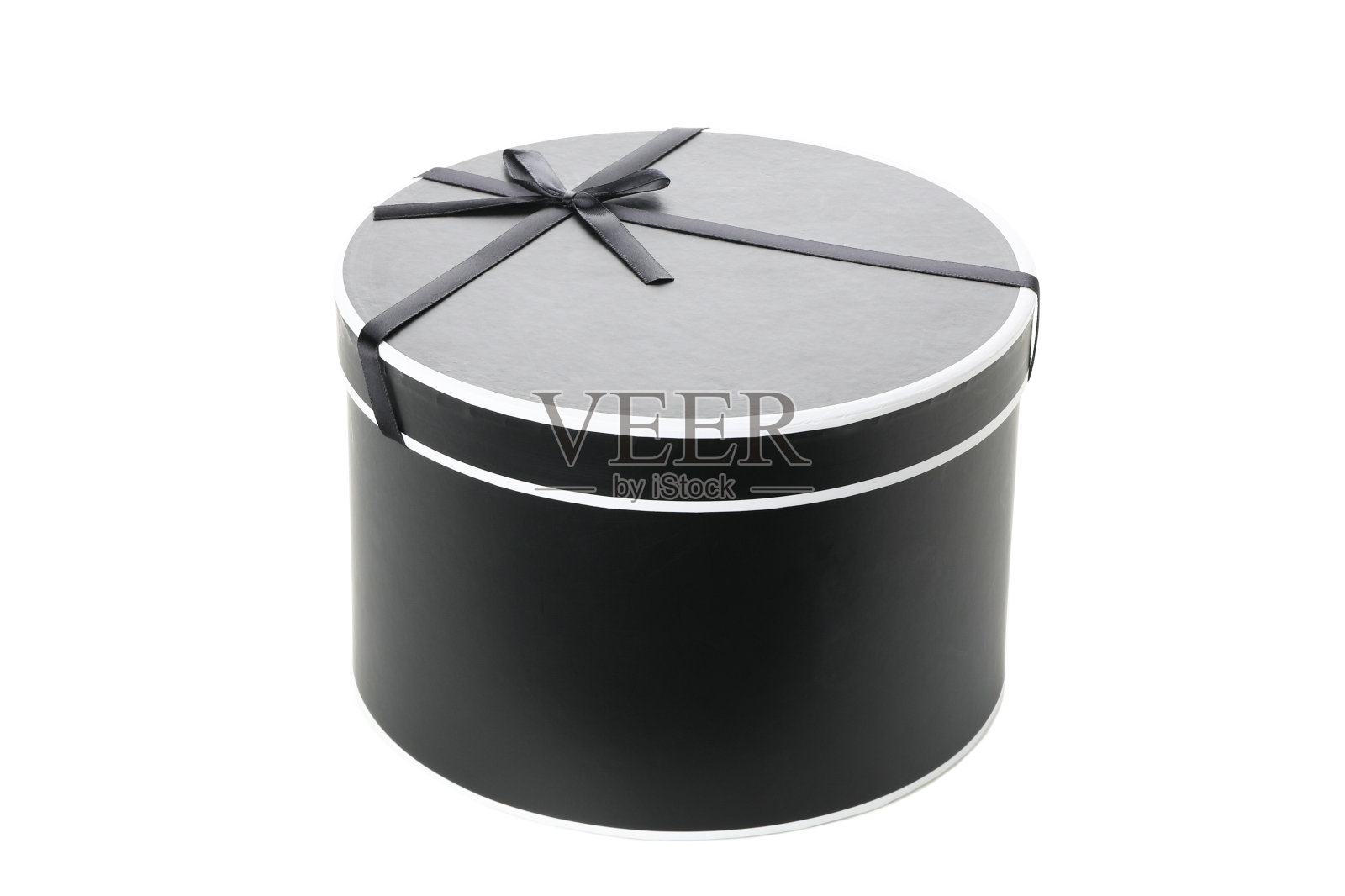 黑色，圆形礼盒孤立在白色背景照片摄影图片