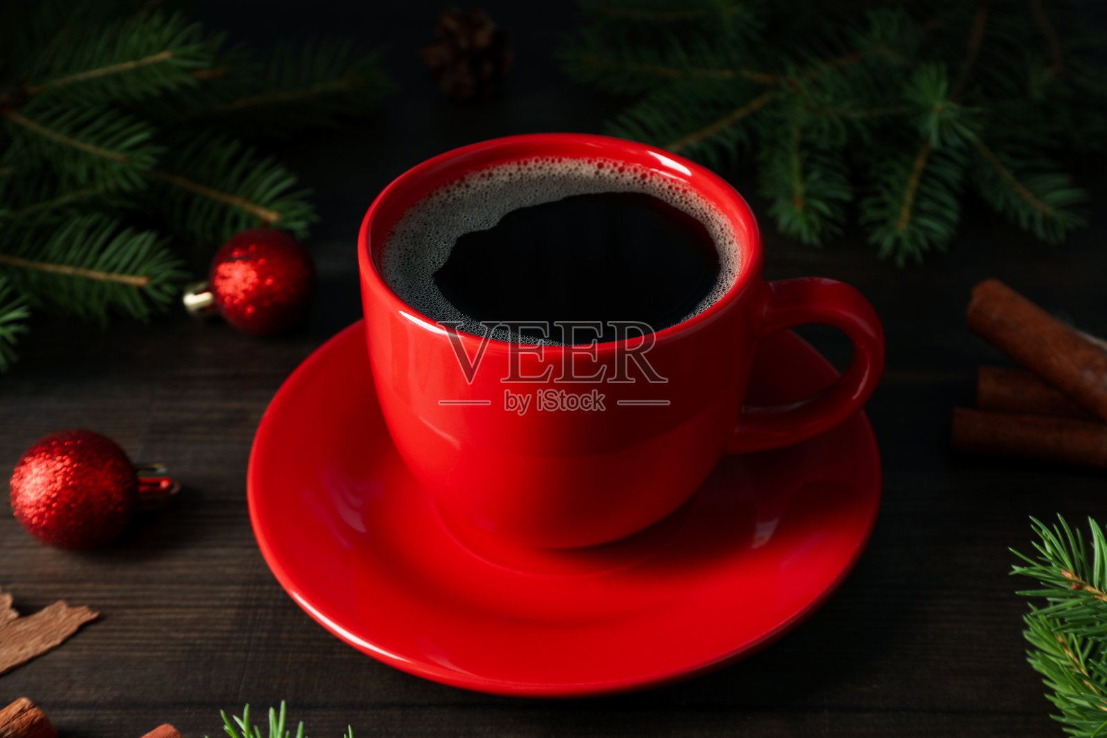 圣诞和新年的概念，圣诞咖啡照片摄影图片