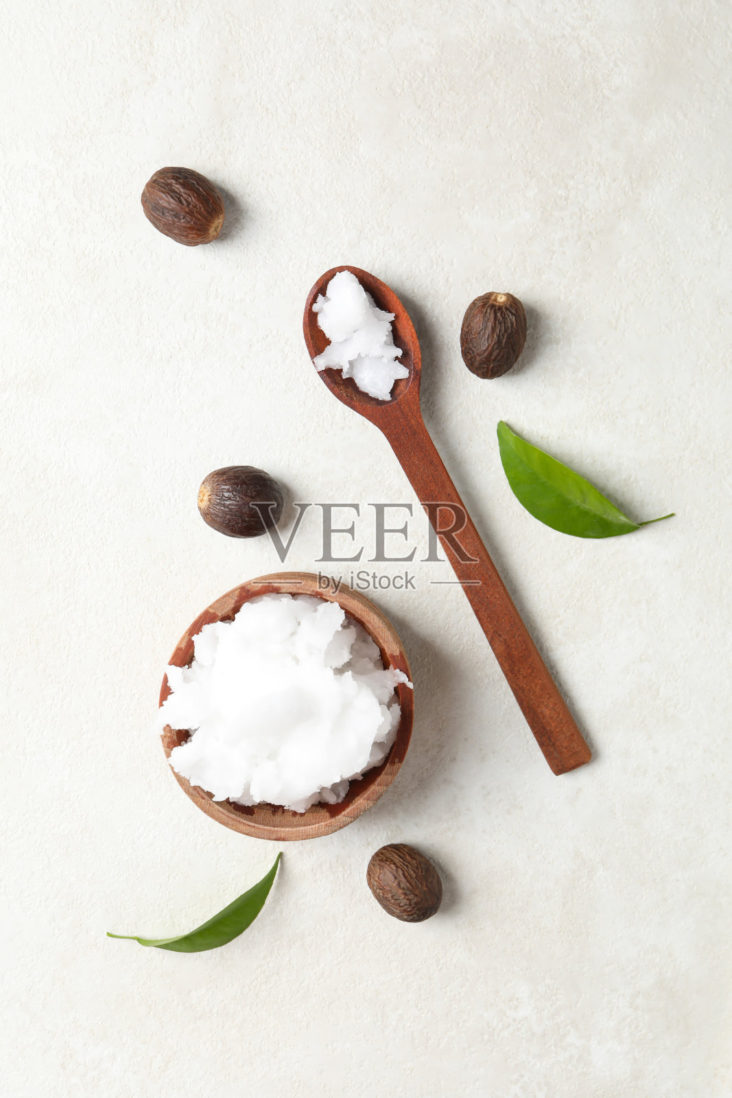 护肤化妆品概念，乳木果油，俯视图照片摄影图片