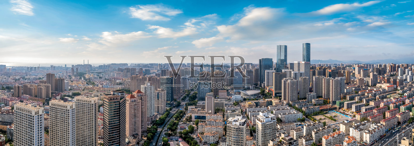 青岛城市现代建筑街景航拍照片摄影图片