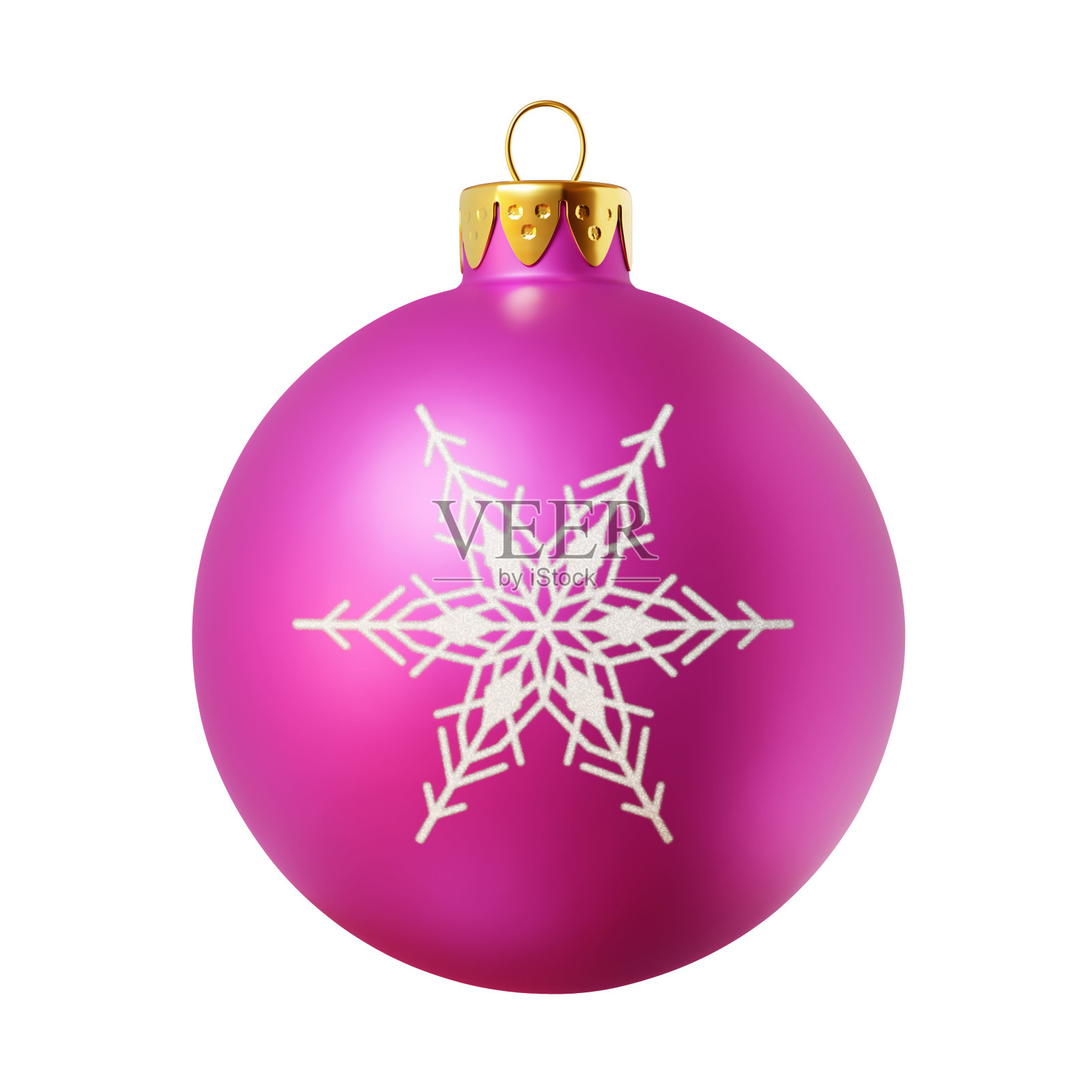 孤立的彩色cgi圣诞小玩意，上面有一片白色的雪花照片摄影图片