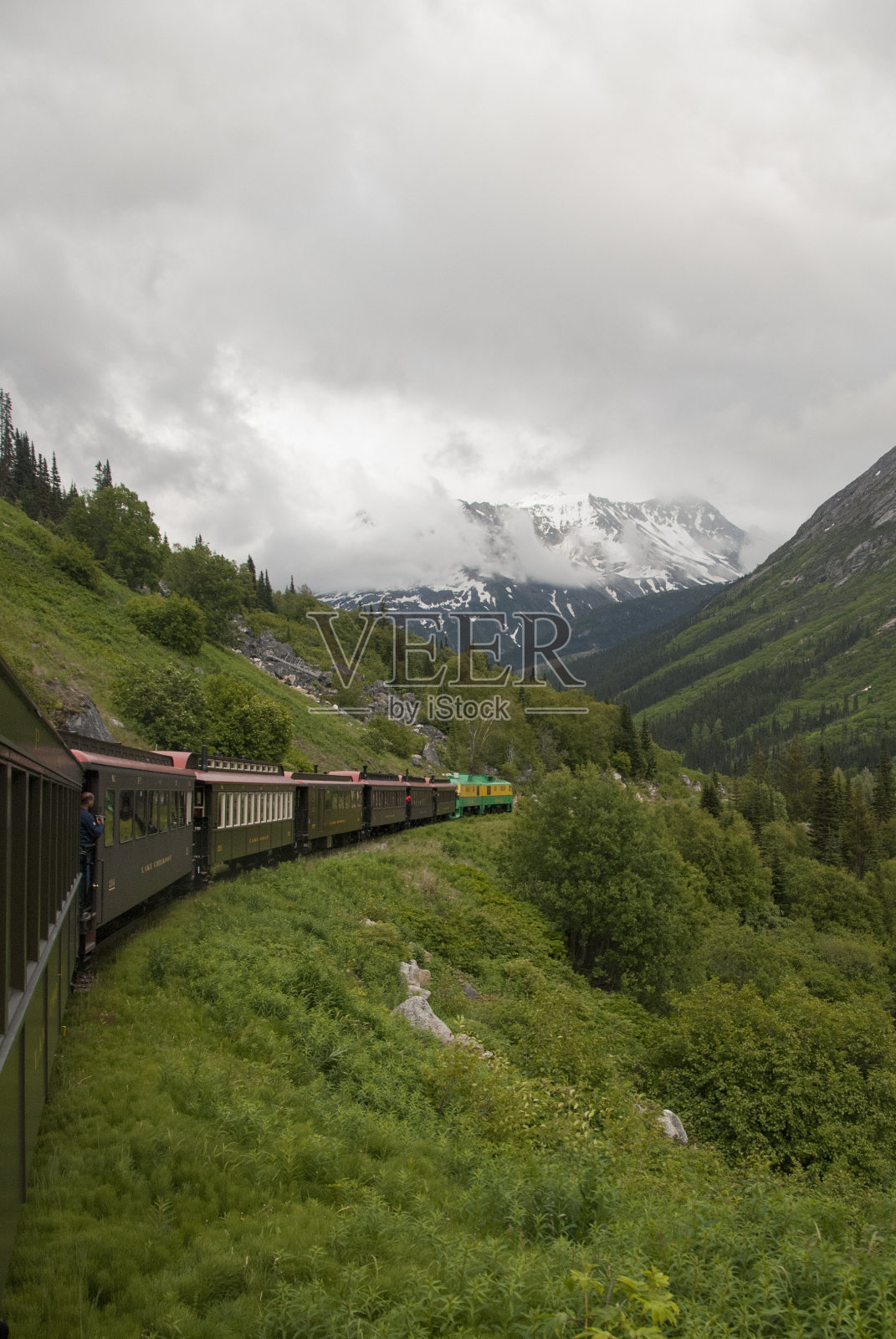 火车在荒野中的桥上行驶照片摄影图片
