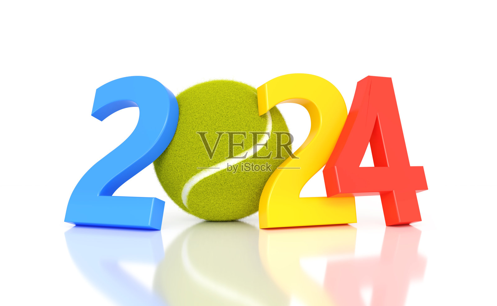 新年2024创意设计概念与网球照片摄影图片