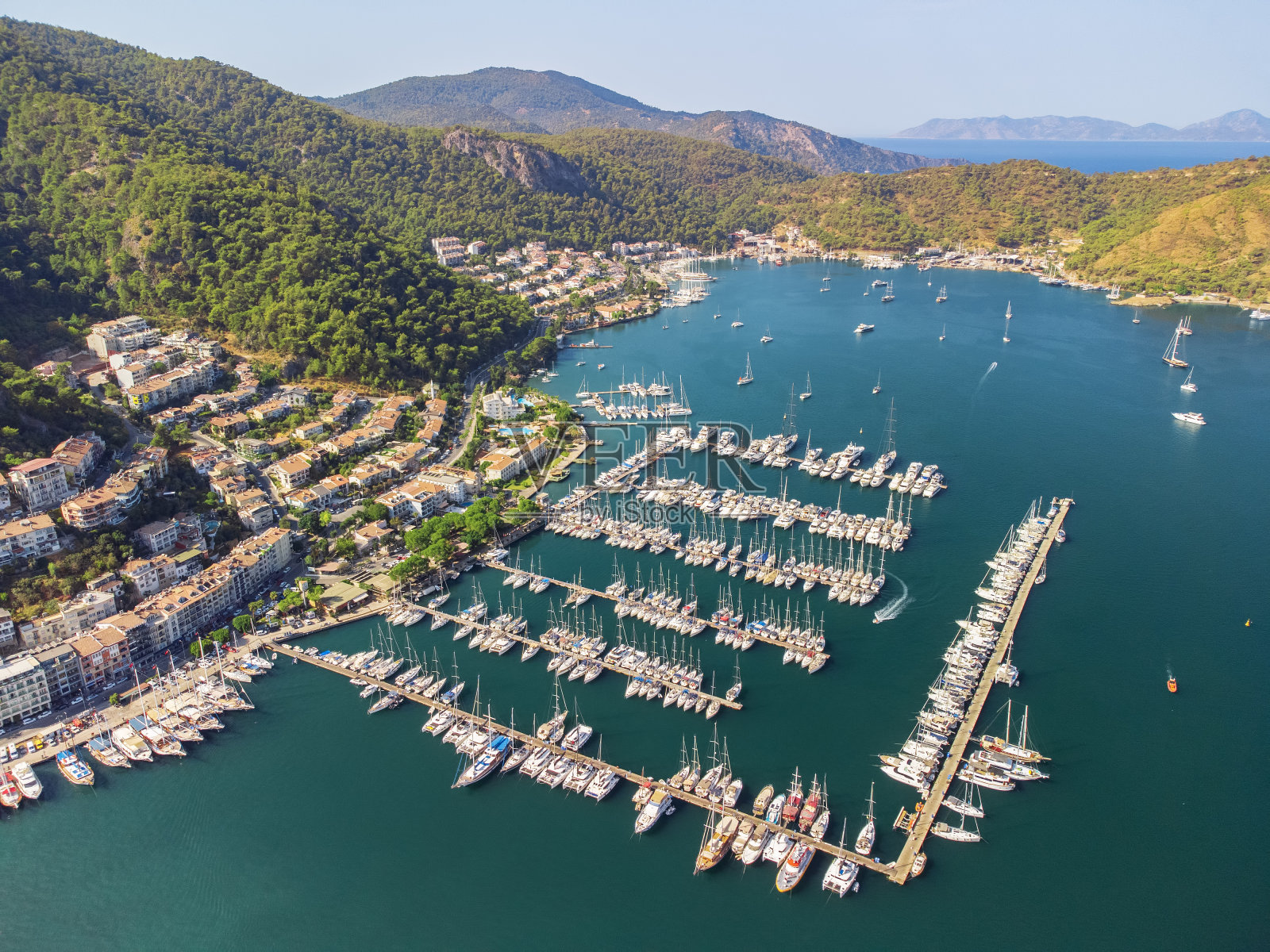 土耳其费特希耶码头的壮观鸟瞰图照片摄影图片