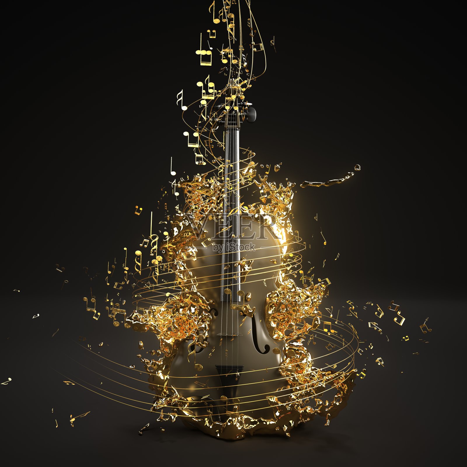 金箔小提琴照片摄影图片