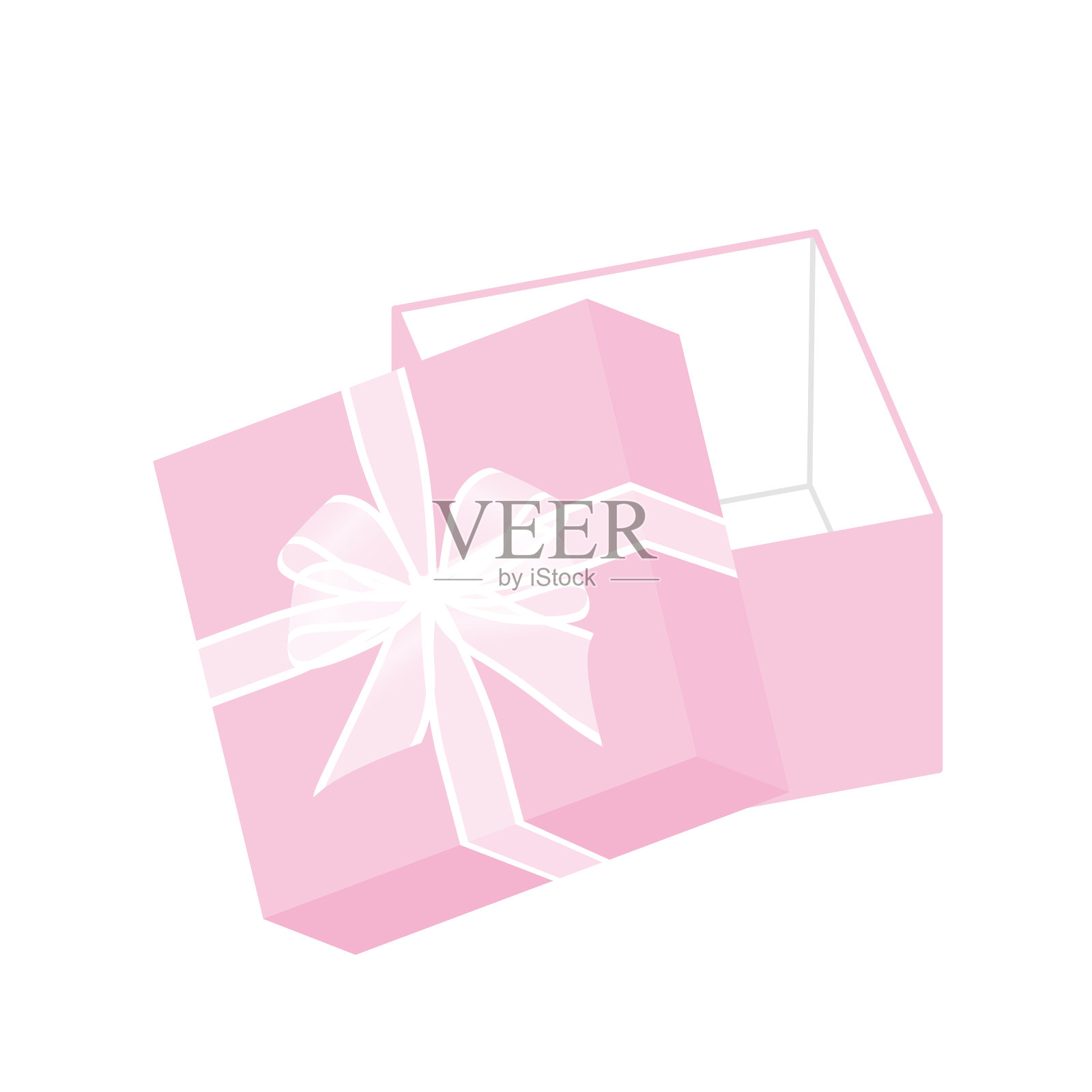 礼盒与粉红色的盒子和白色透明有机玻璃丝带。插画图片素材