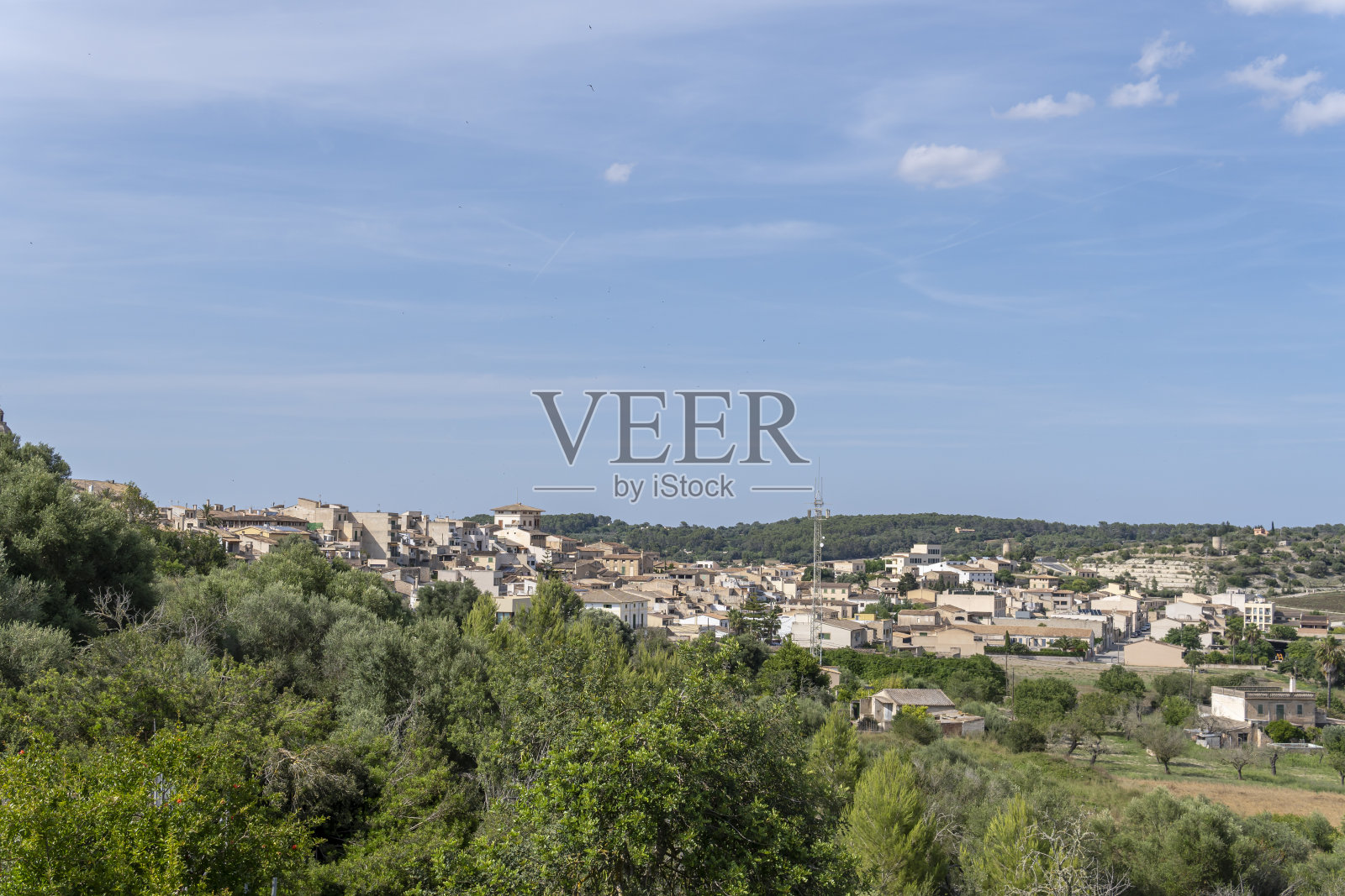 马略卡岛蒙图里镇的全景图照片摄影图片