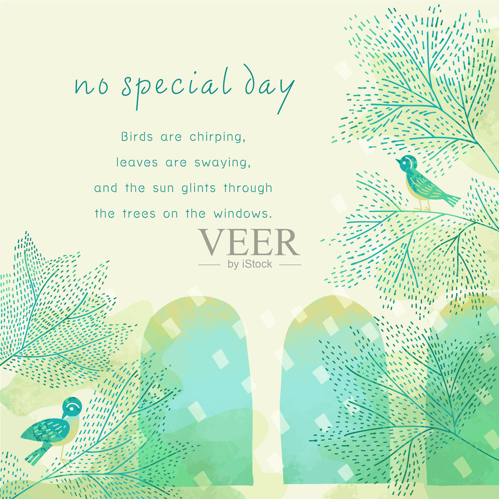 小鸟架插画图片素材