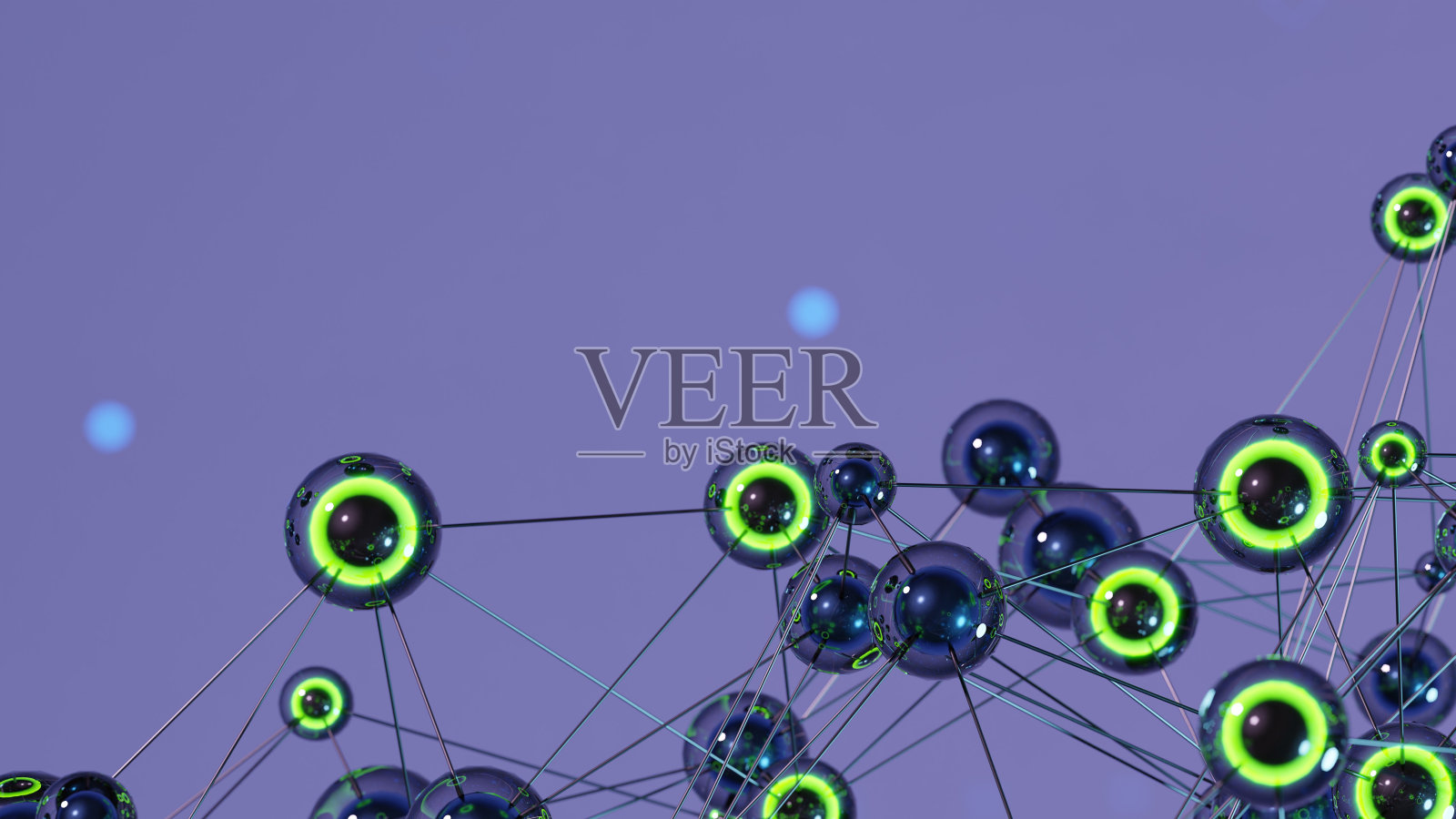 神经网络人工智能的三维插图。AI深度学习概念。照片摄影图片