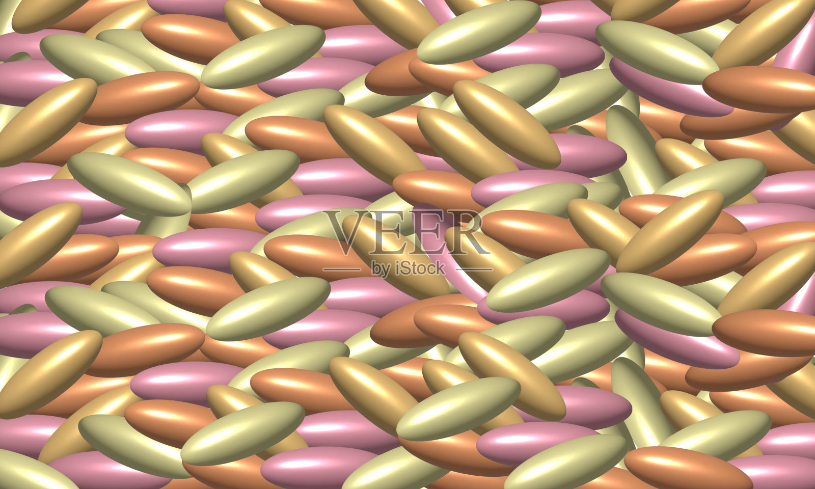粉彩种子彩色金属背景，3D插图照片摄影图片