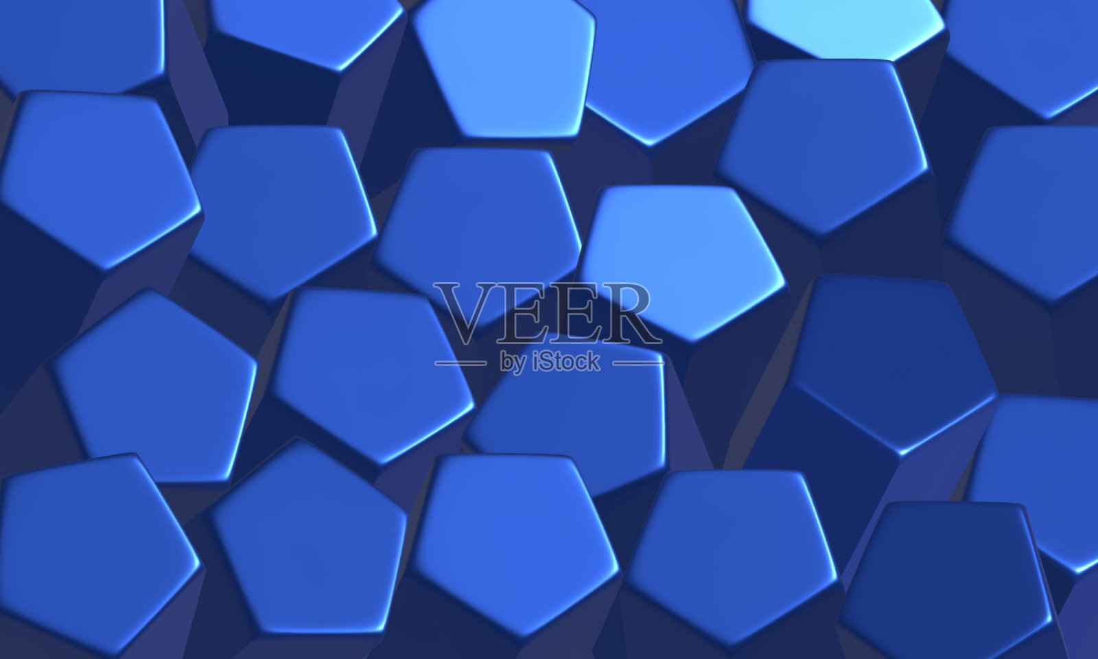 蓝色方块金属抽象背景图案，3D插画插画图片素材