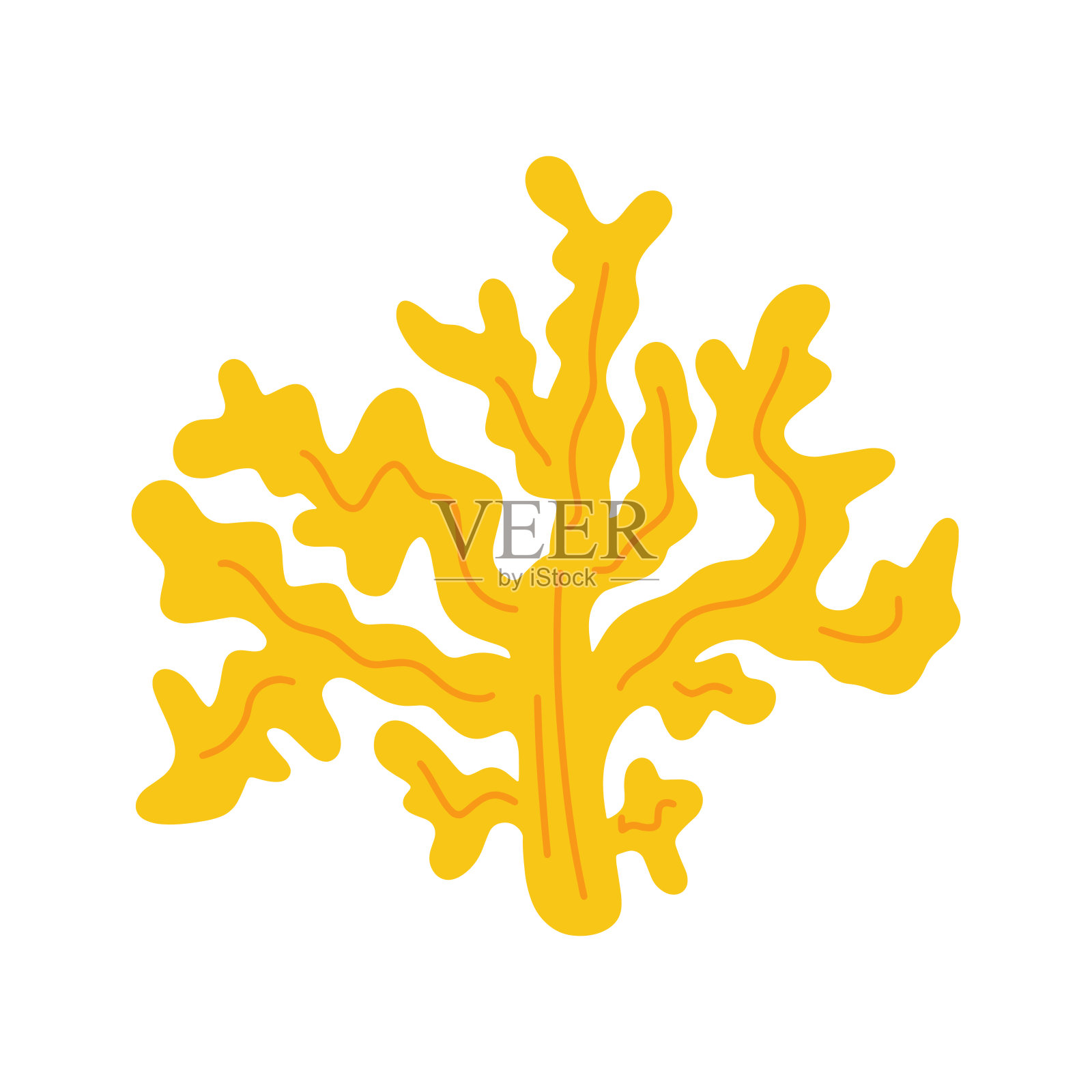 可爱的海藻剪贴艺术海洋植物涂鸦卡通动画矢量插图插画图片素材