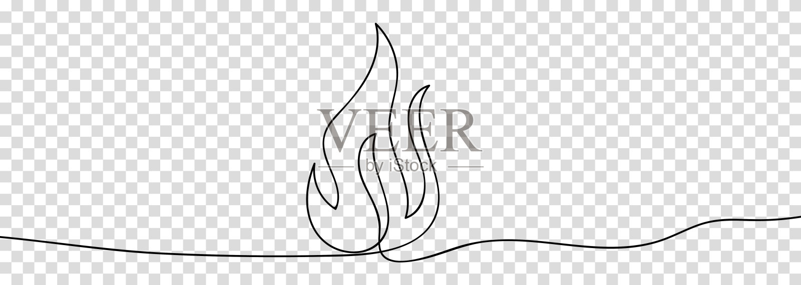 火焰连续线条绘画艺术插画图片素材