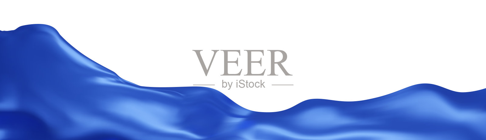 蓝色丝绸织物旗帜背景与复制空间。光滑优雅的蓝色缎面，用于盛大的开幕式。蓝色的窗帘。三维矢量插图。插画图片素材