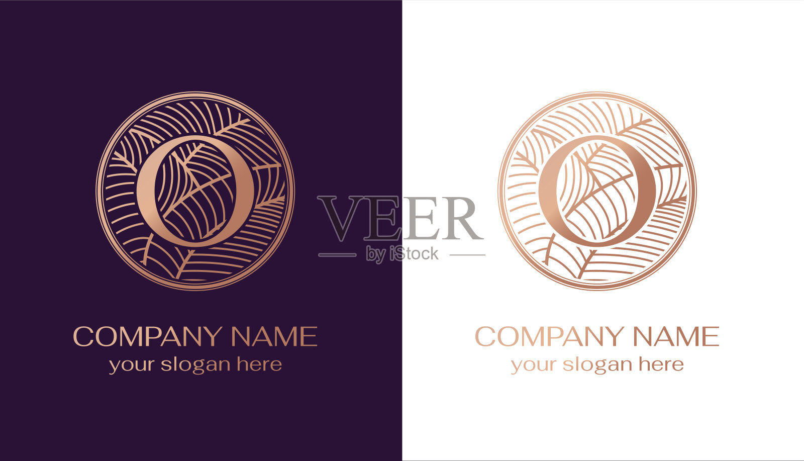 O符号在一个美丽的圆叶框架。字母O符号模板元素。个人的字母组合。矢量优雅的符号。插画图片素材