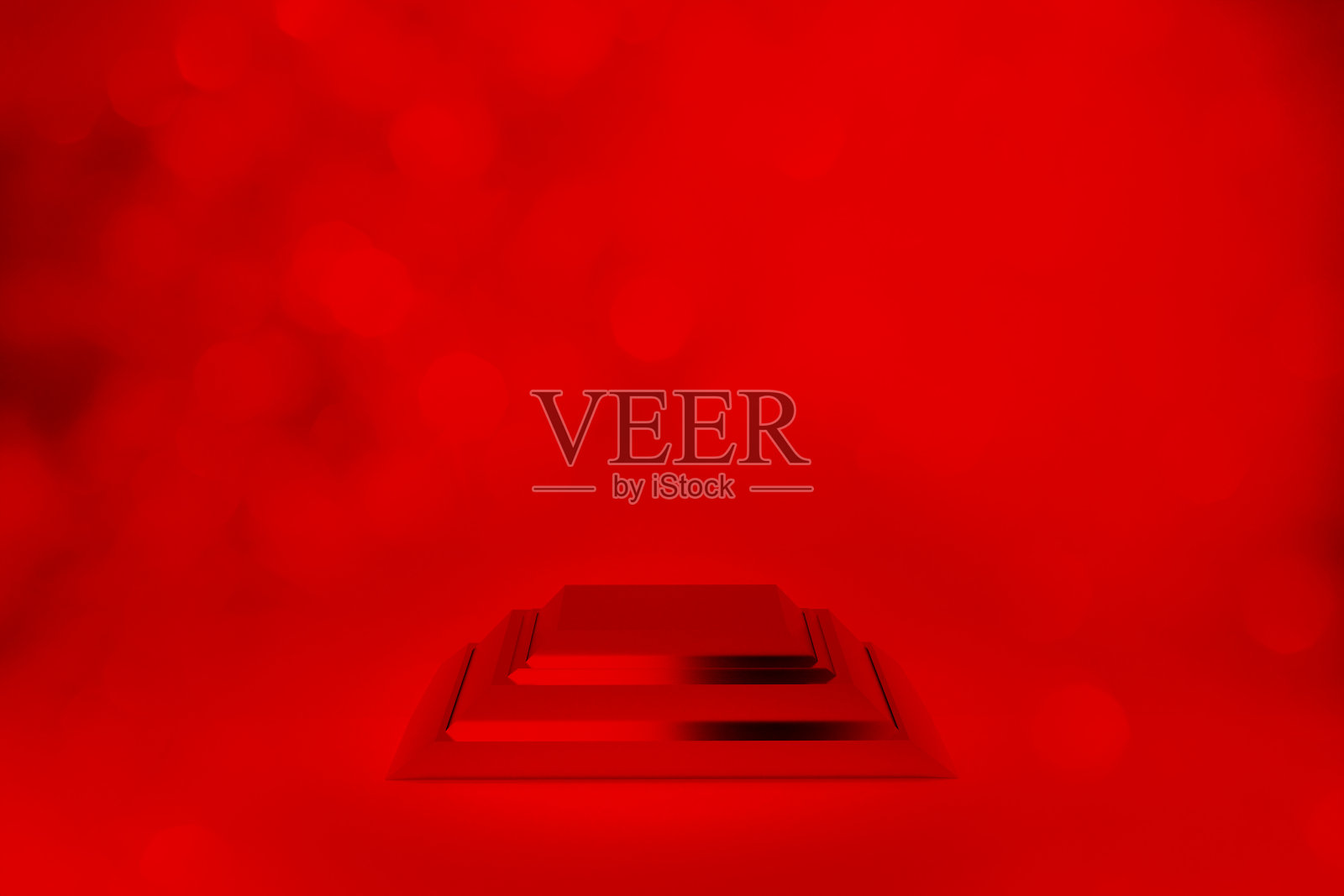 现实的3d渲染红色产品讲台上的红色背景。用于产品演示的红色产品阶段。背景介绍，广告，横幅，海报。照片摄影图片