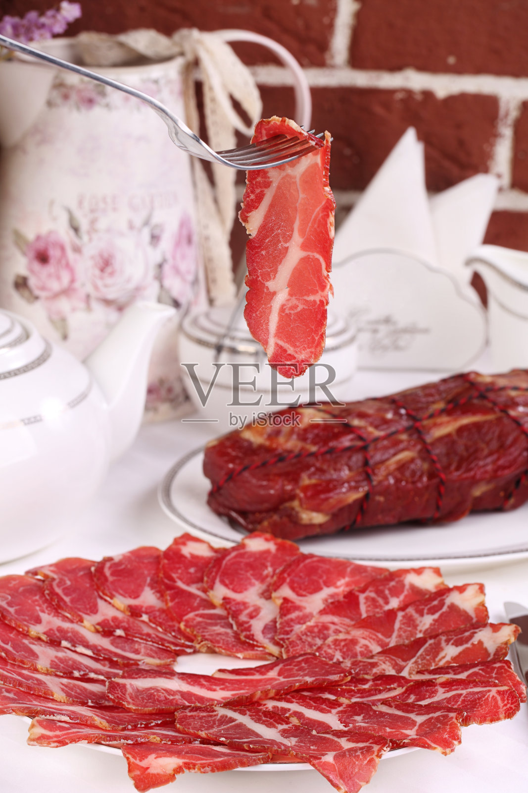 茶猪肉火腿照片摄影图片