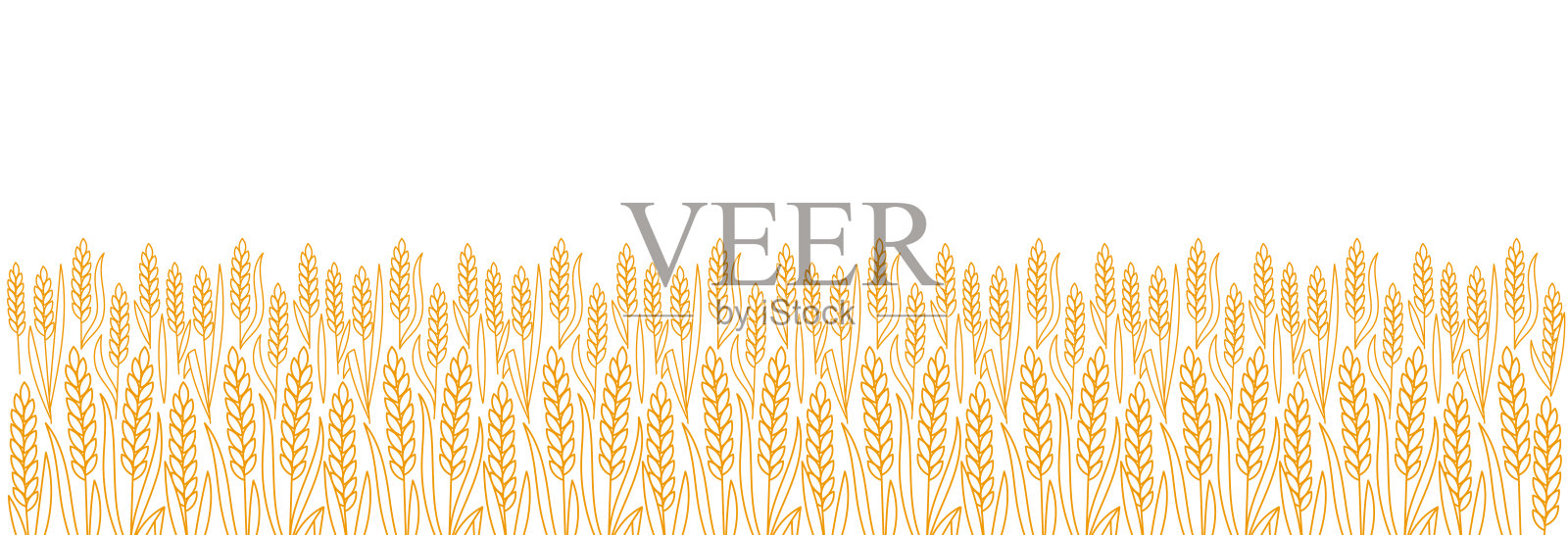 麦田。矢量线。可编辑的轮廓笔画。插画图片素材