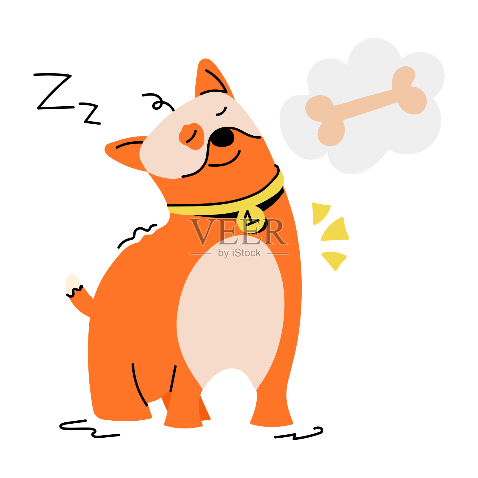 小狗在做梦插画图片素材