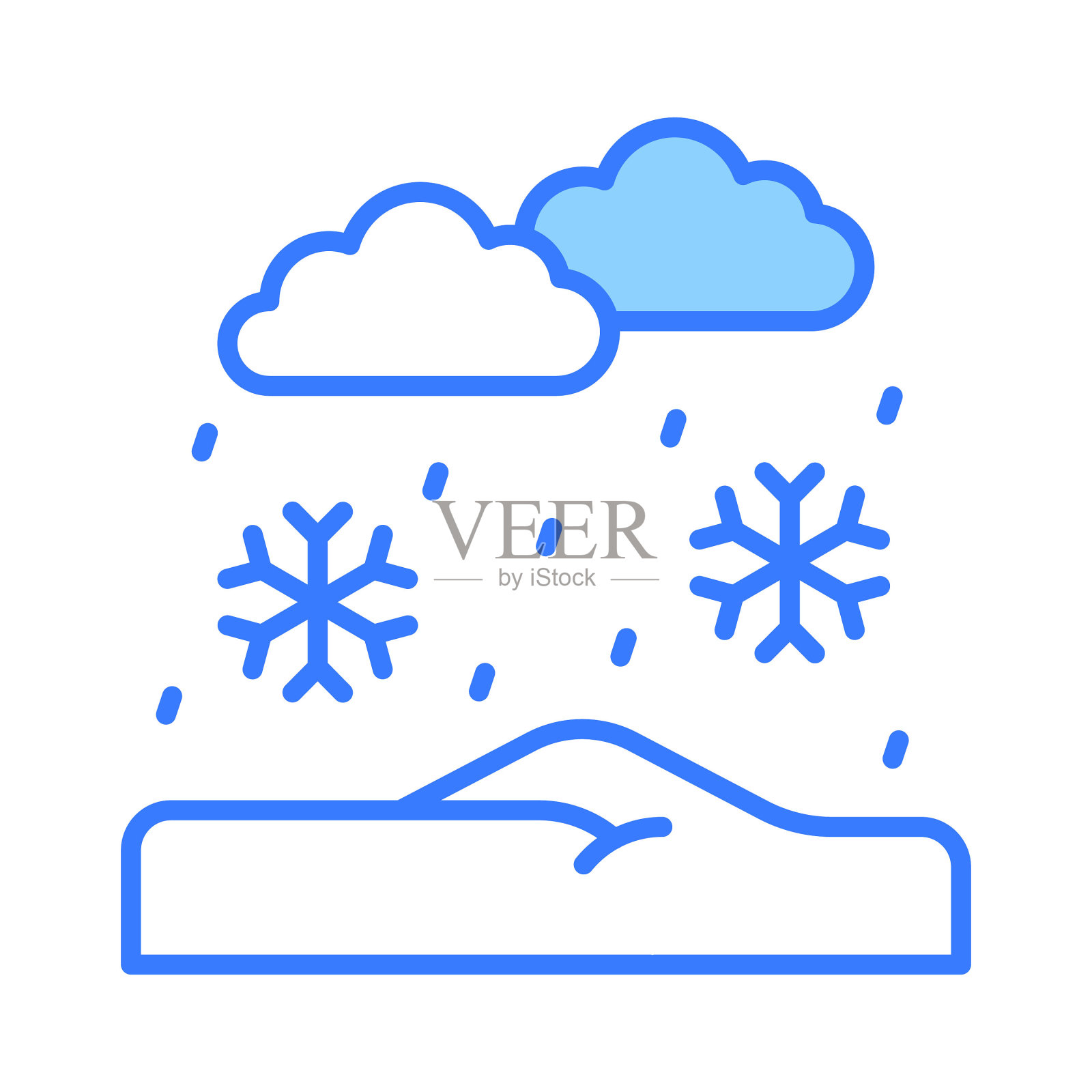 雪花从云端落下，象征着雪花飘落的时尚图标插画图片素材