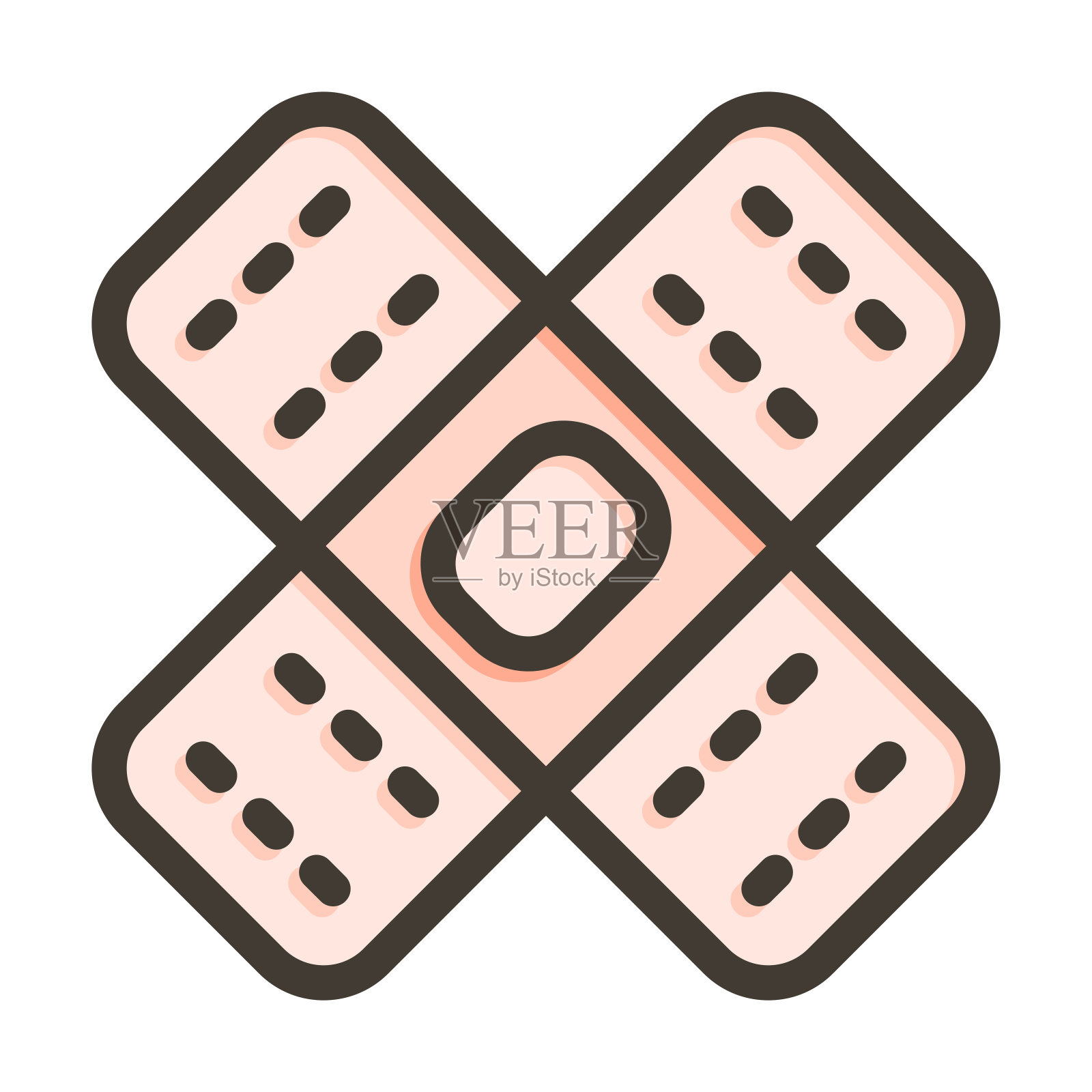 创可贴粗线填充颜色为个人和商业用途。插画图片素材