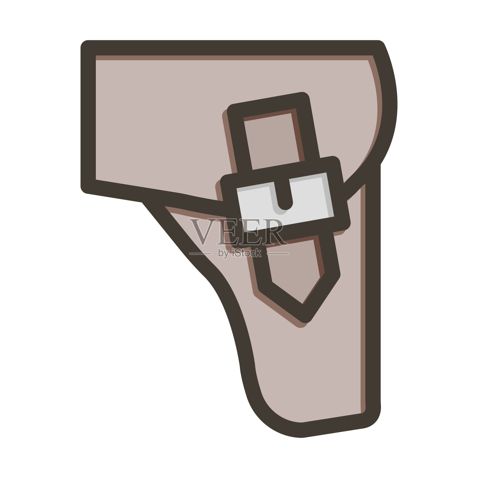 手枪皮套粗线填充颜色的个人和商业用途。插画图片素材