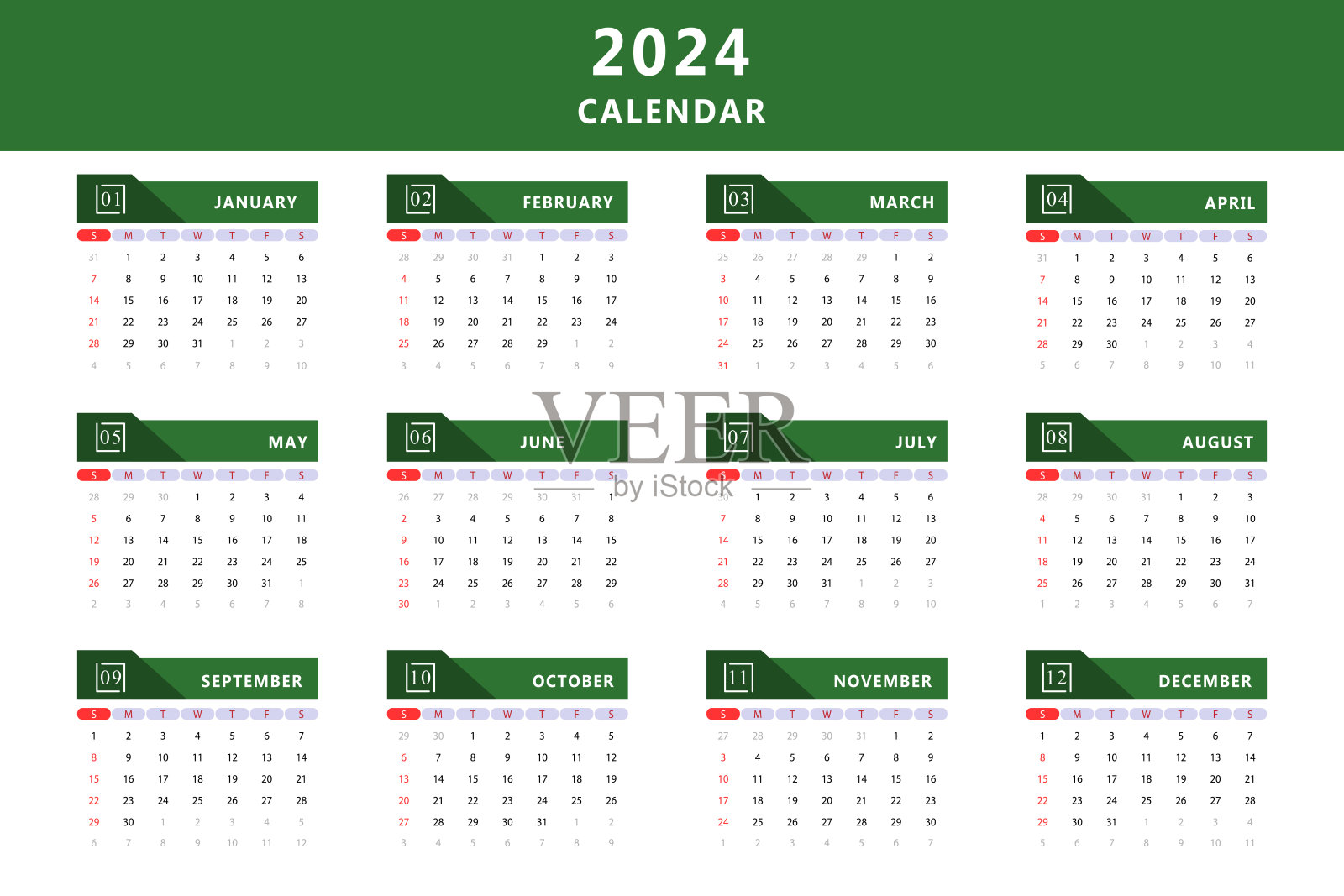 2024年日历插画图片素材