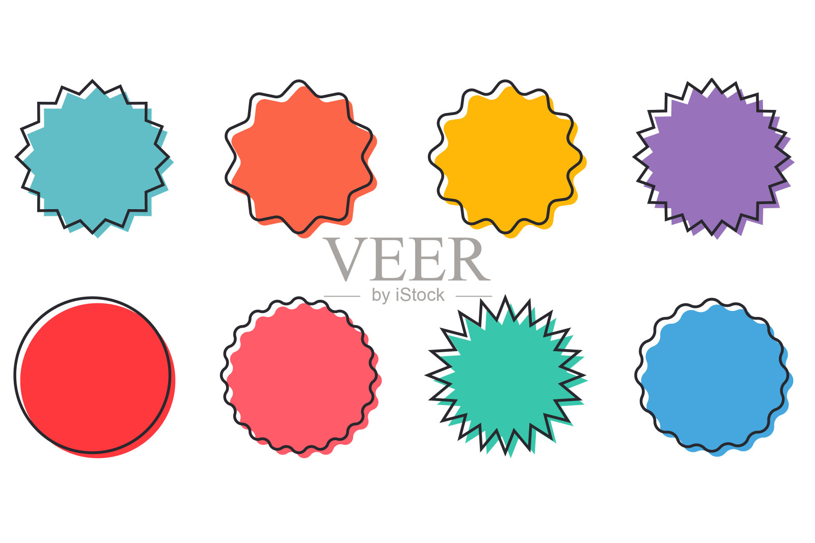 一套平面贴纸，标签图标。矢量图插画图片素材