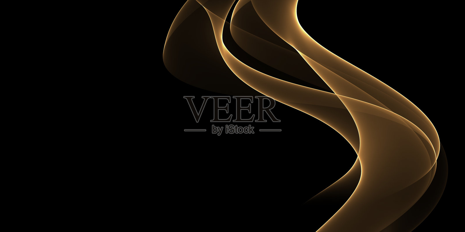 抽象的橙色波浪在黑色的背景照片摄影图片