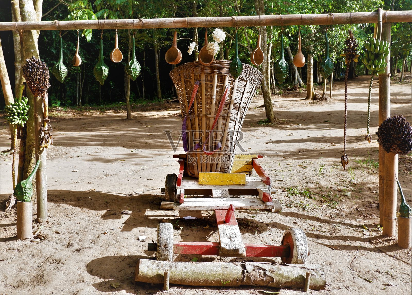 在森林里搬运东西的木车照片摄影图片