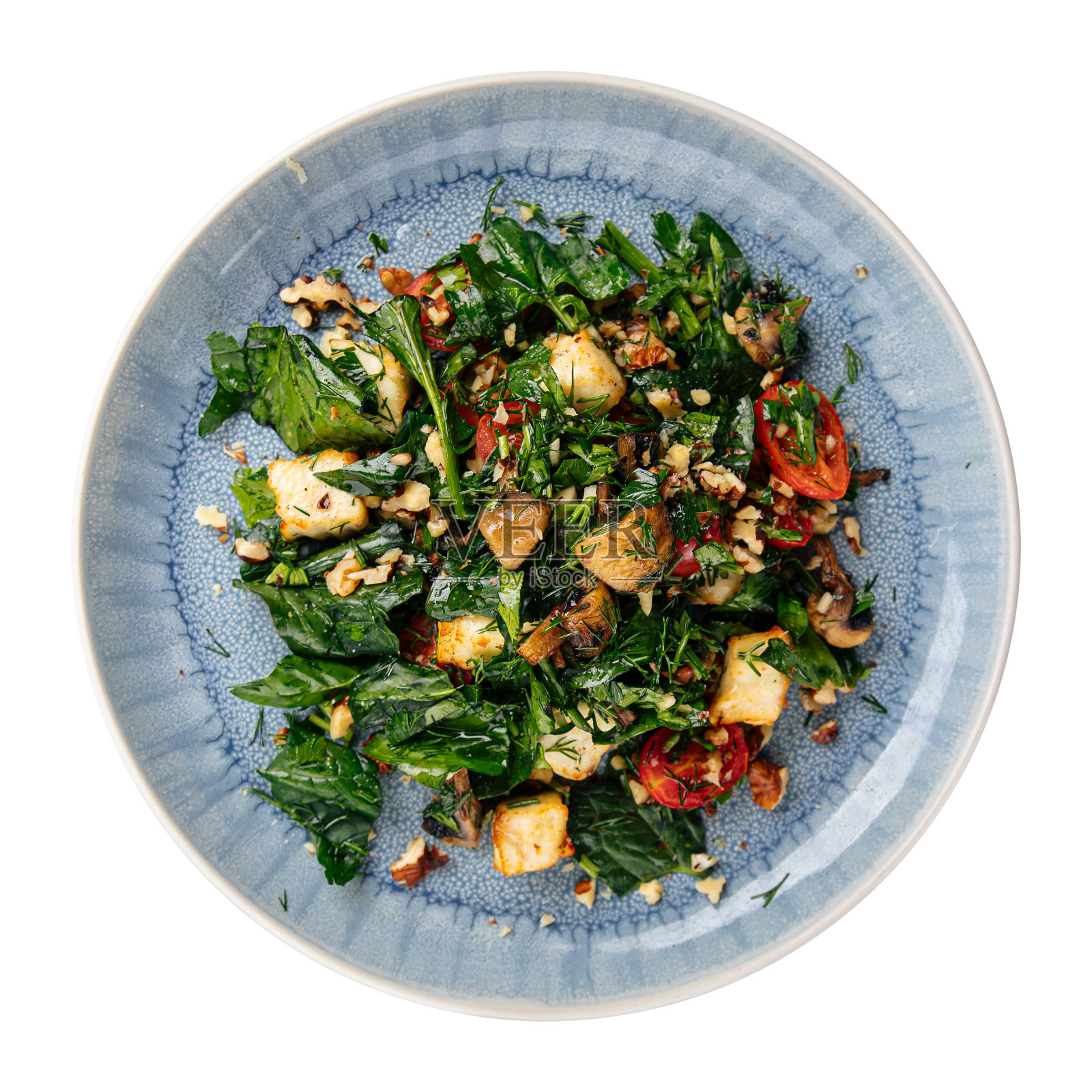 一份蘑菇和奶酪沙拉照片摄影图片