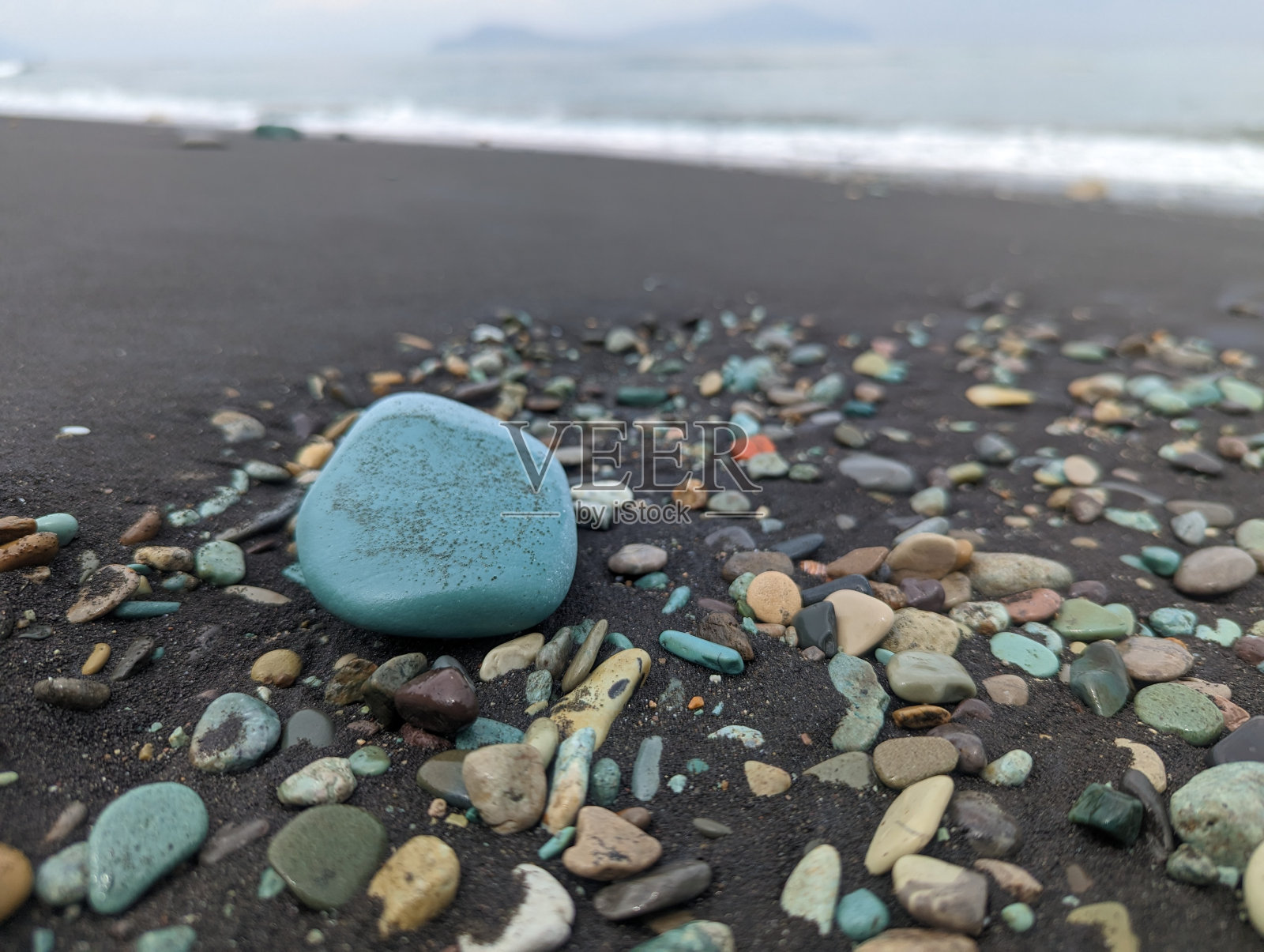 蓝色卵石滩，弗洛雷斯照片摄影图片