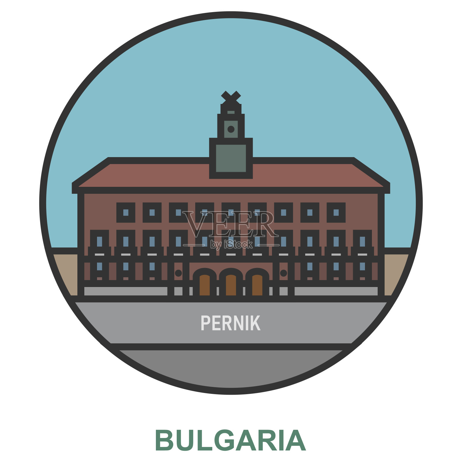 贝尔尼克。保加利亚的城市和城镇插画图片素材