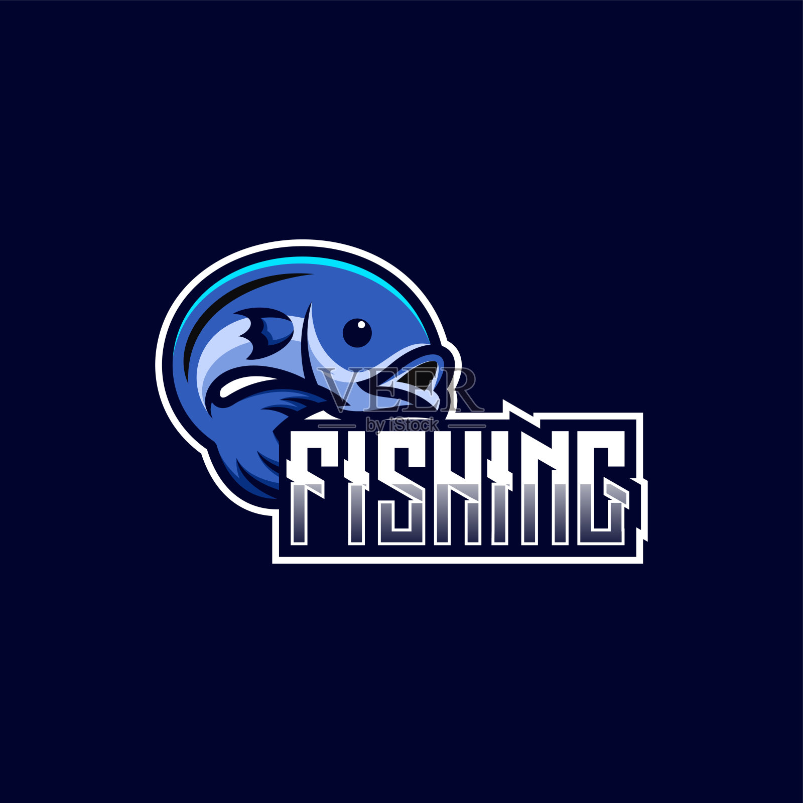 矢量插图钓鱼电子运动和运动风格。插画图片素材