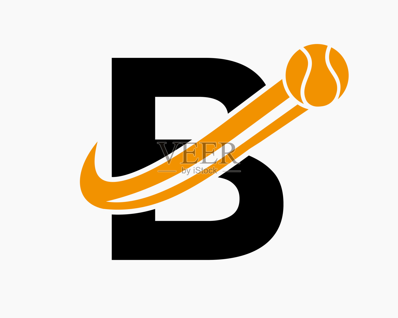 首字母B网球标志概念与移动的网球图标。网球运动标志符号插画图片素材