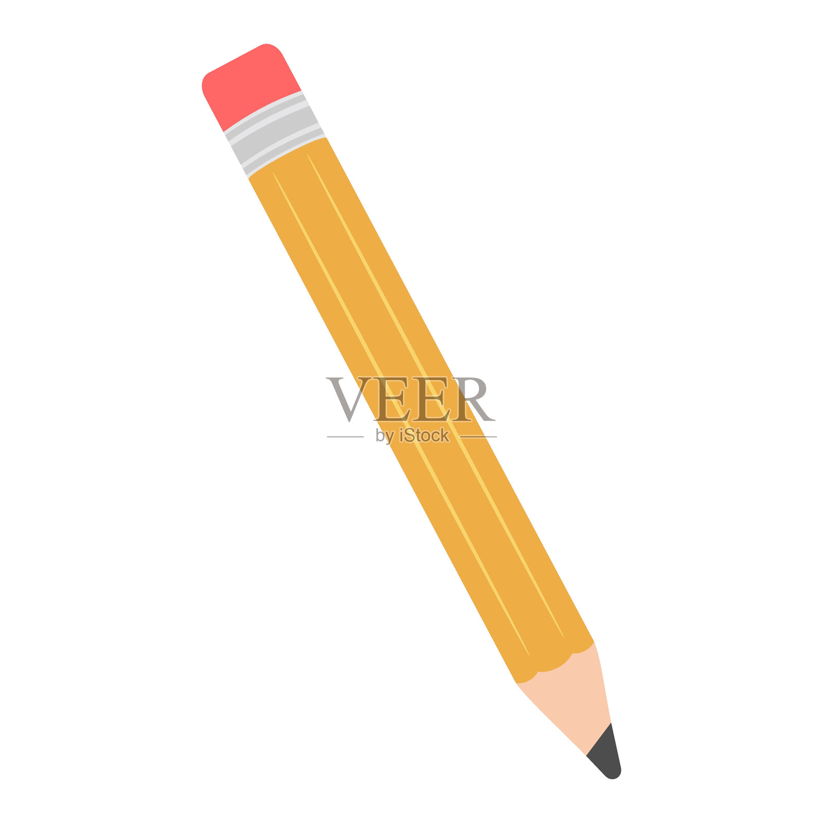 黄色铅笔和白色背景插画图片素材