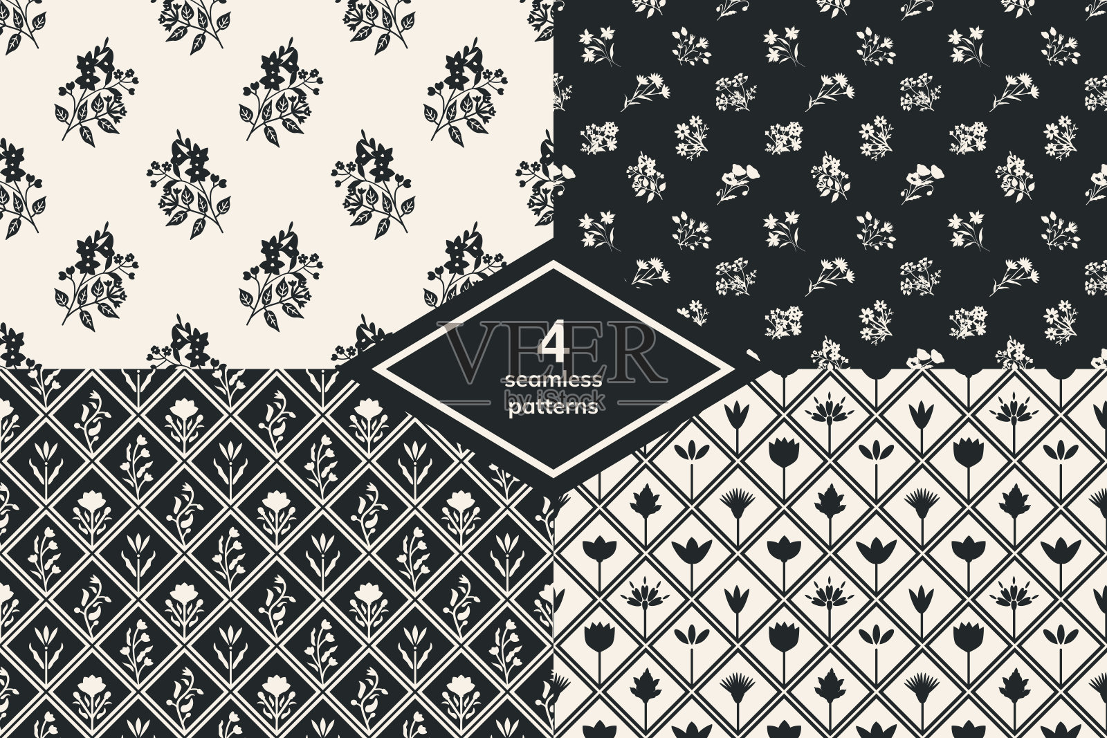 无缝图案设置插画图片素材