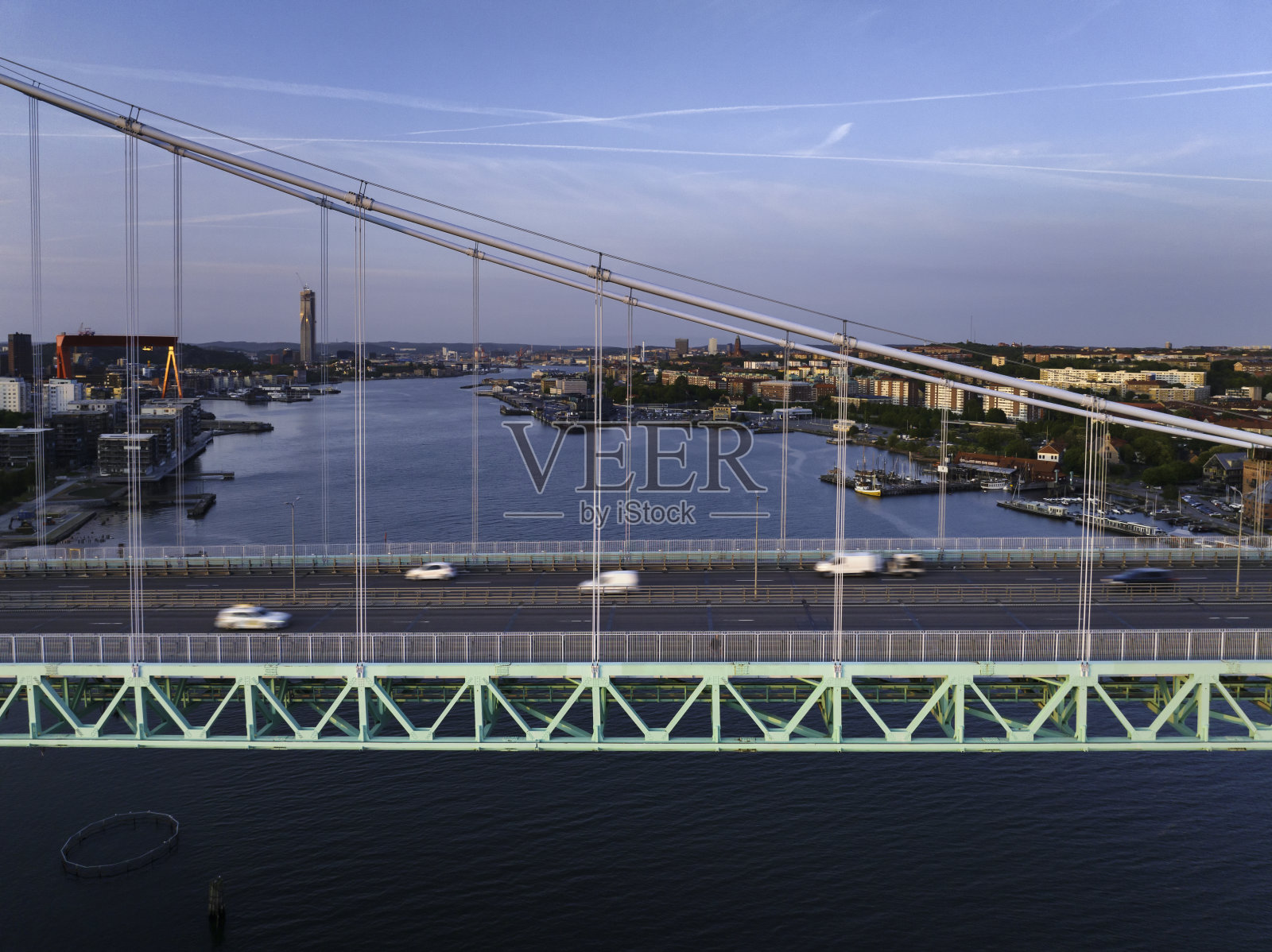 Älvsborgsbron和哥德堡鸟瞰图照片摄影图片