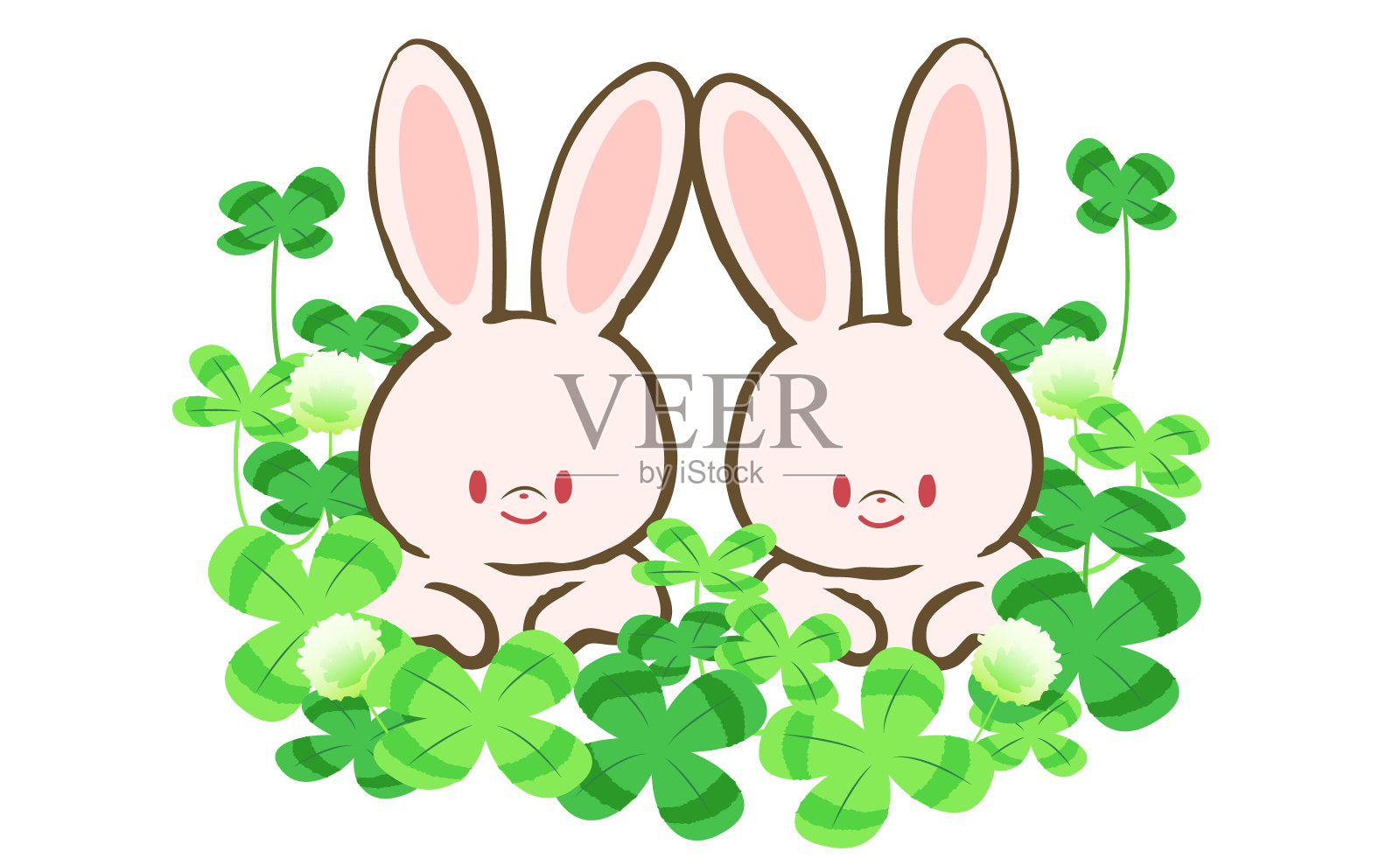 四叶草和兔子插图插画图片素材