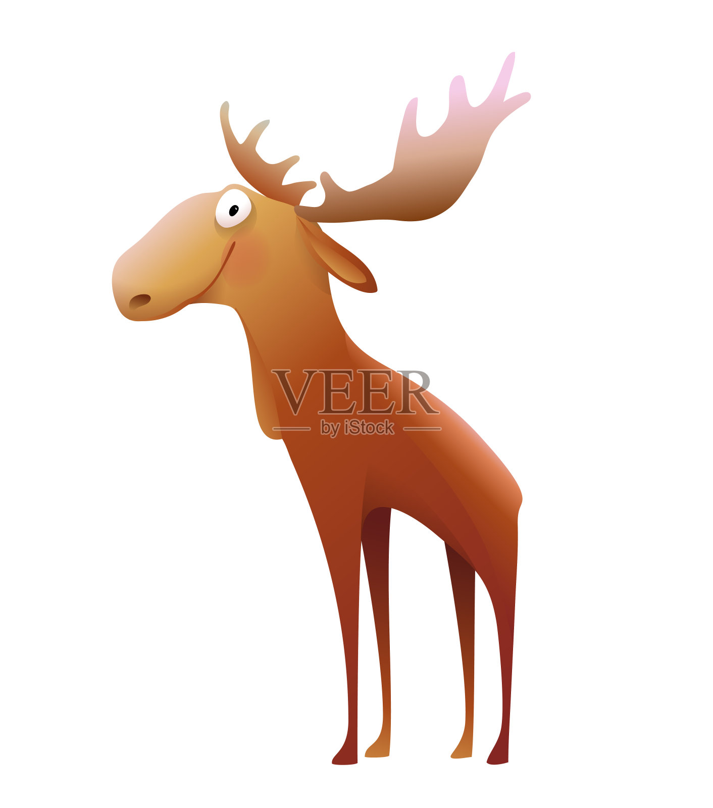 可爱的傻驼鹿，有趣的动物设计的孩子插画图片素材