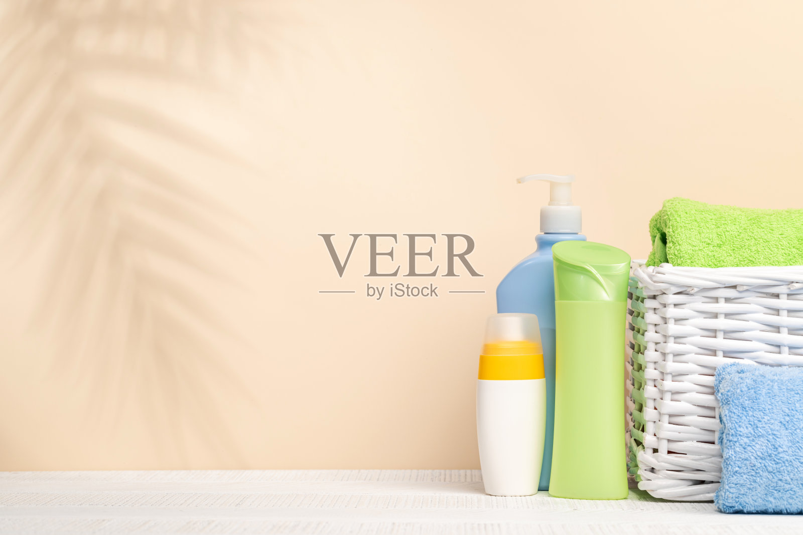 身体护理用品和浴室毛巾照片摄影图片