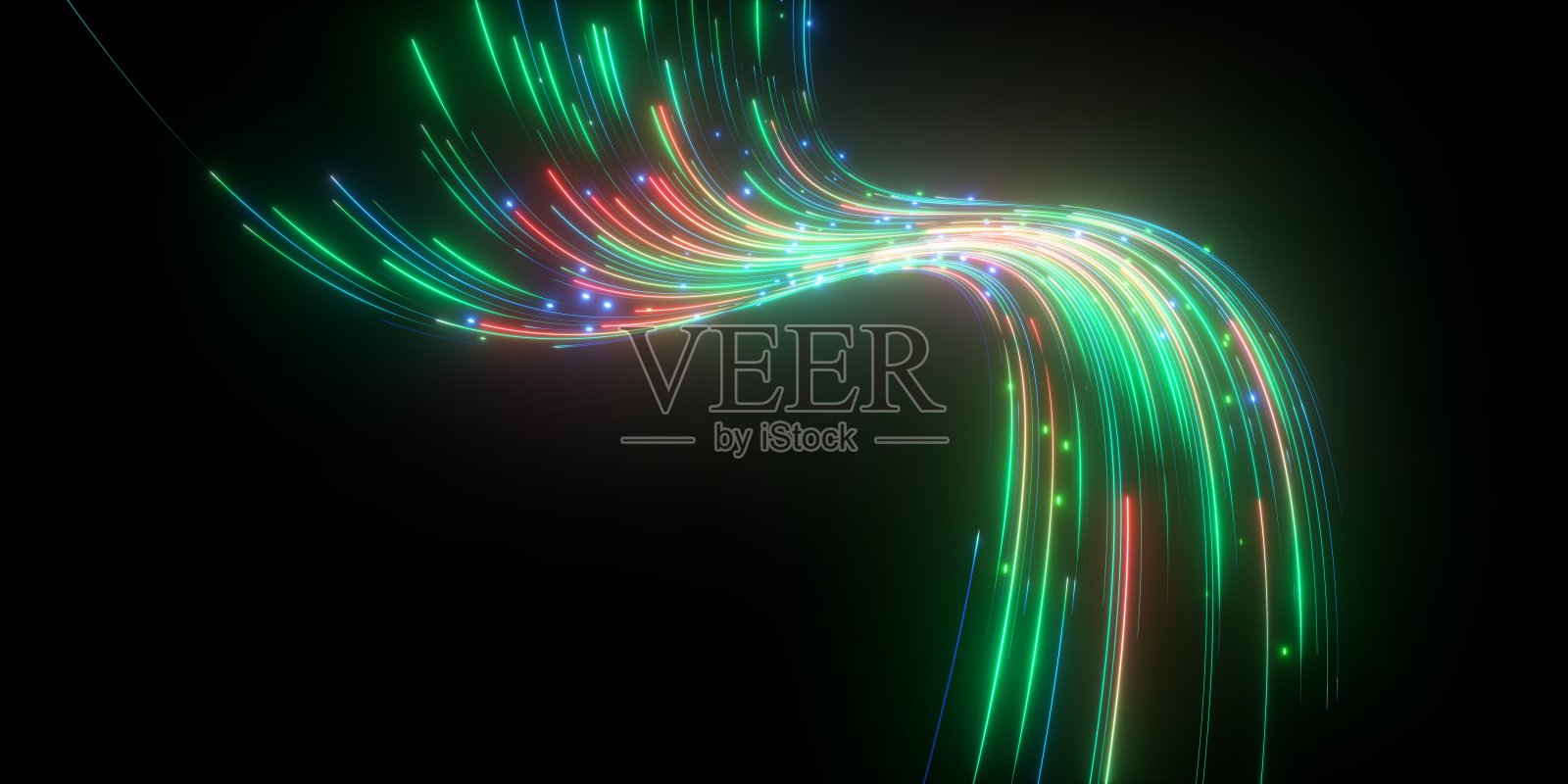 3d渲染，抽象背景与绿色红色霓虹灯发光的波浪线。未来的壁纸照片摄影图片