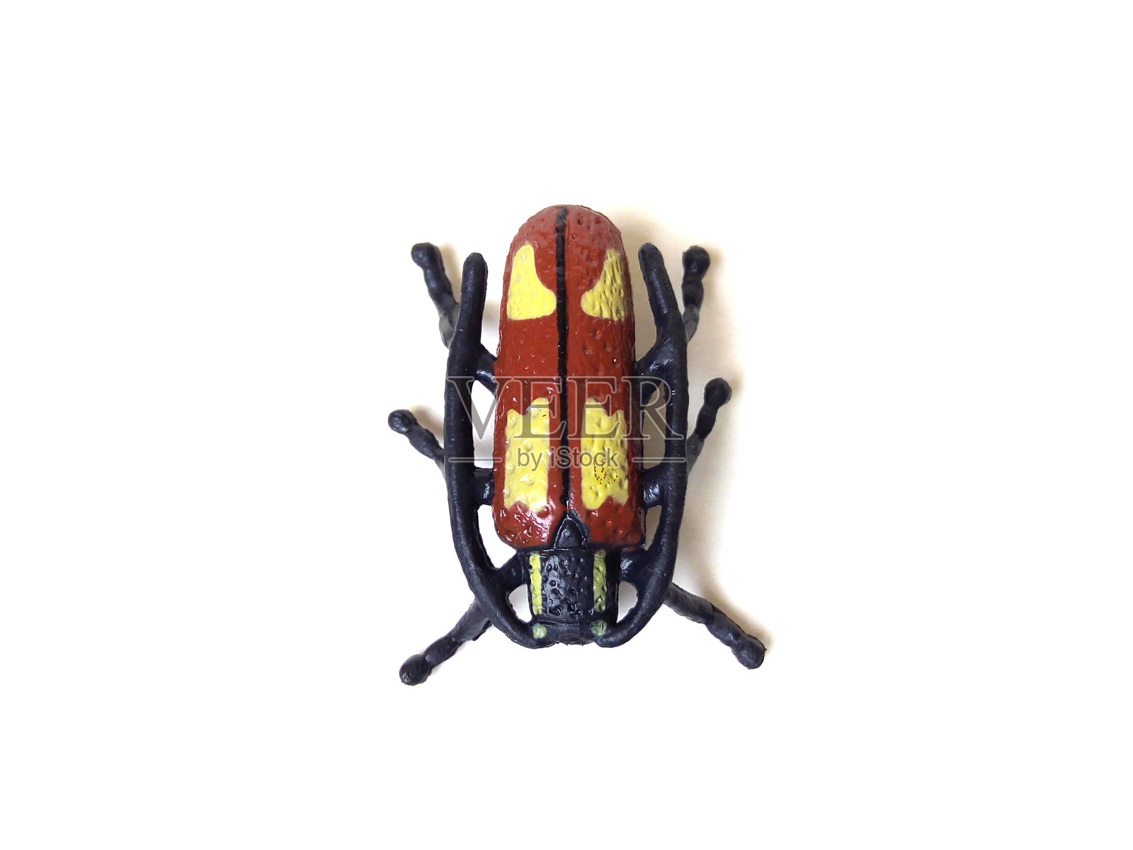 在白色背景上孤立的甲虫昆虫玩具特写。照片摄影图片