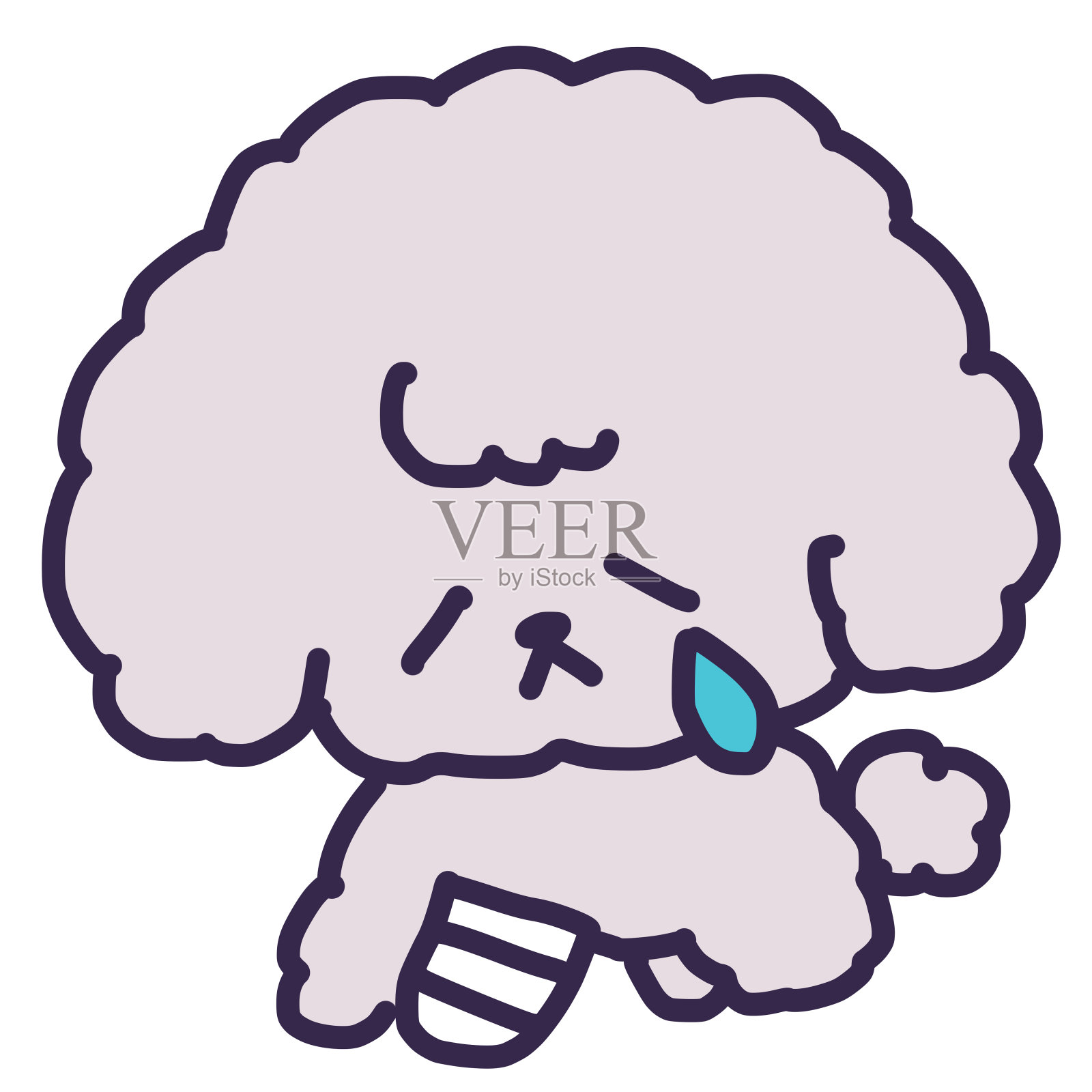 Illustration of a cute Toy Poodle dog crying with broken bones and bandages插画图片素材