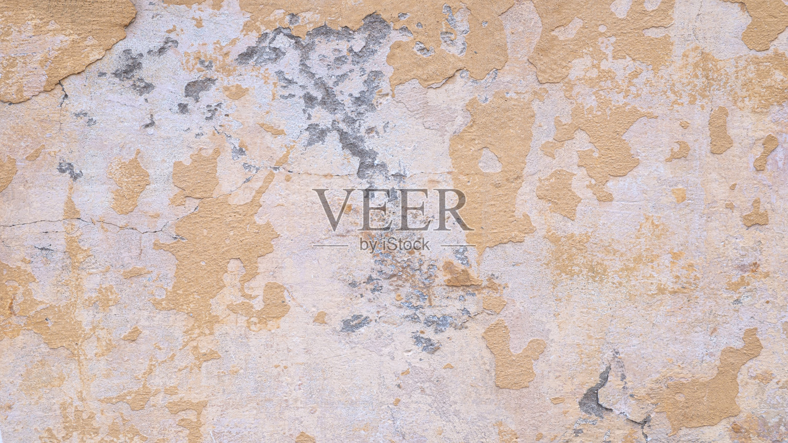 美丽的抽象垃圾装饰黄棕色灰泥墙背景。艺术粗糙的风格化纹理横幅与空间的文字照片摄影图片