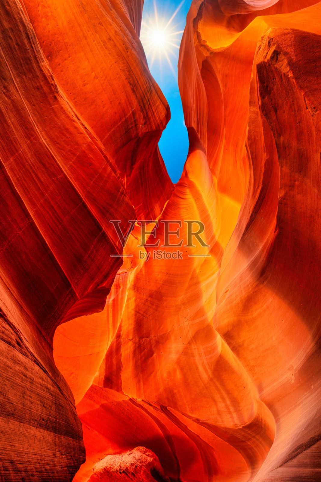 美国亚利桑那州佩吉附近的羚羊峡谷风景。照片摄影图片